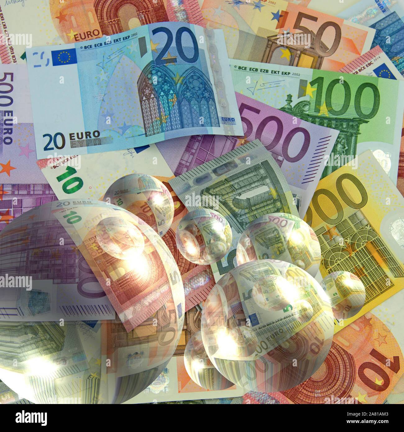 Il denaro, bolle finanziarie, speculazione Foto Stock