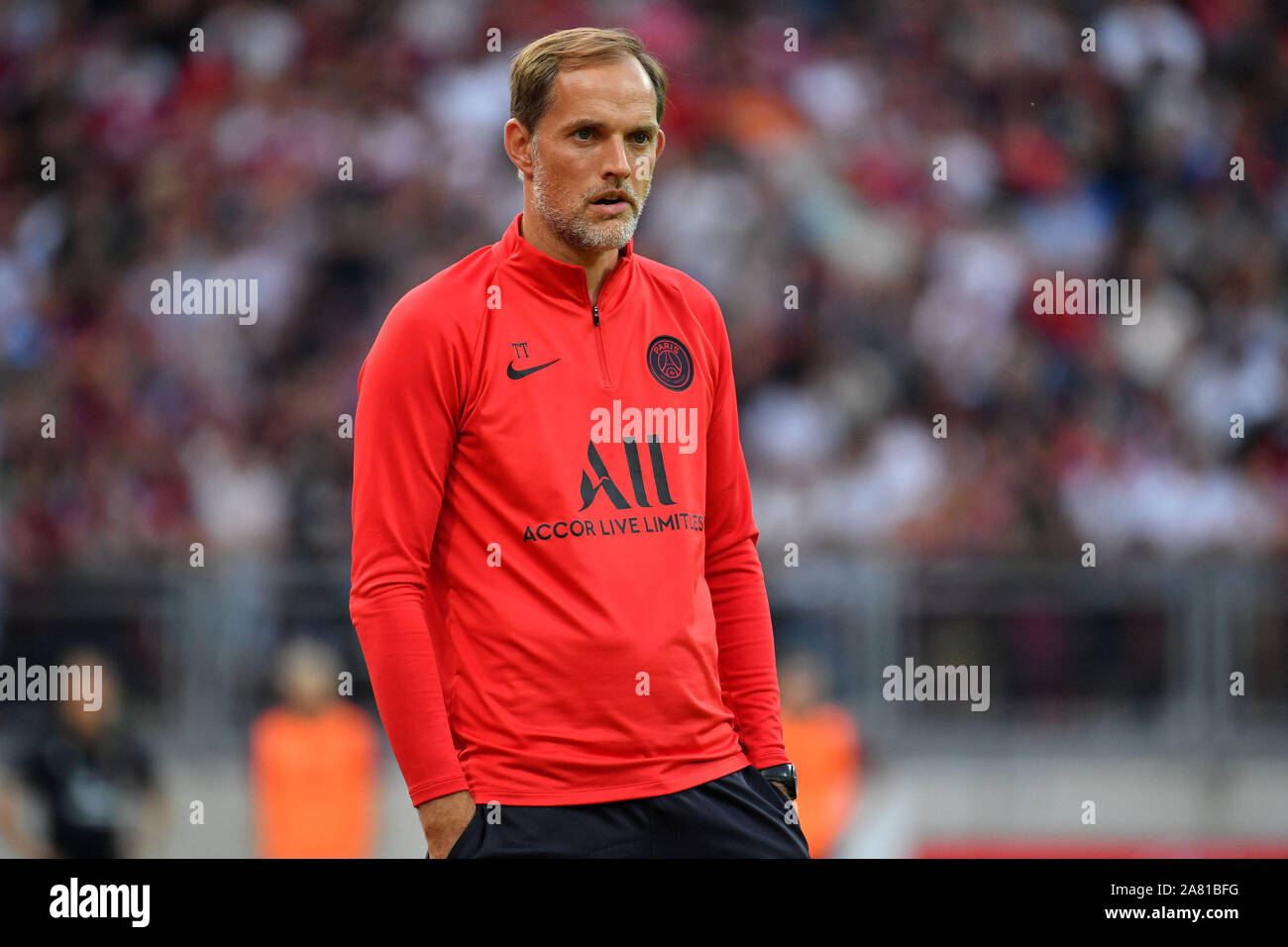 Norimberga, Deutschland. 6 Nov, 2019. Thomas Tuchel apparentemente candidato desiderato per Kovac nachfolge. Archivio fotografico: Thomas TUCHEL (pullman PSG), immagine singola, taglio unico movente, mezza figura, mezza figura. 1.FC Nuremberg-Paris Saint Germain (PSG) 1-1, a 20.07.2019 Max Morlock Stadion Nuernberg, amichevole, DFL REGOLAMENTI VIETANO QUALSIASI USO DI FOTOGRAFIE come sequenze di immagini e/o quasi-VIDEO. | Utilizzo di credito in tutto il mondo: dpa/Alamy Live News Foto Stock