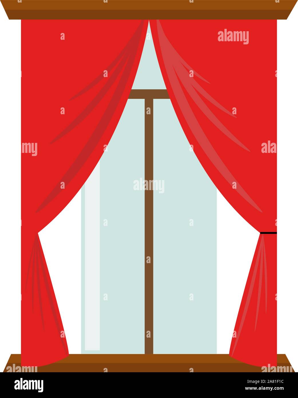 Sipario rosso, illustrazione vettore su sfondo bianco. Illustrazione Vettoriale