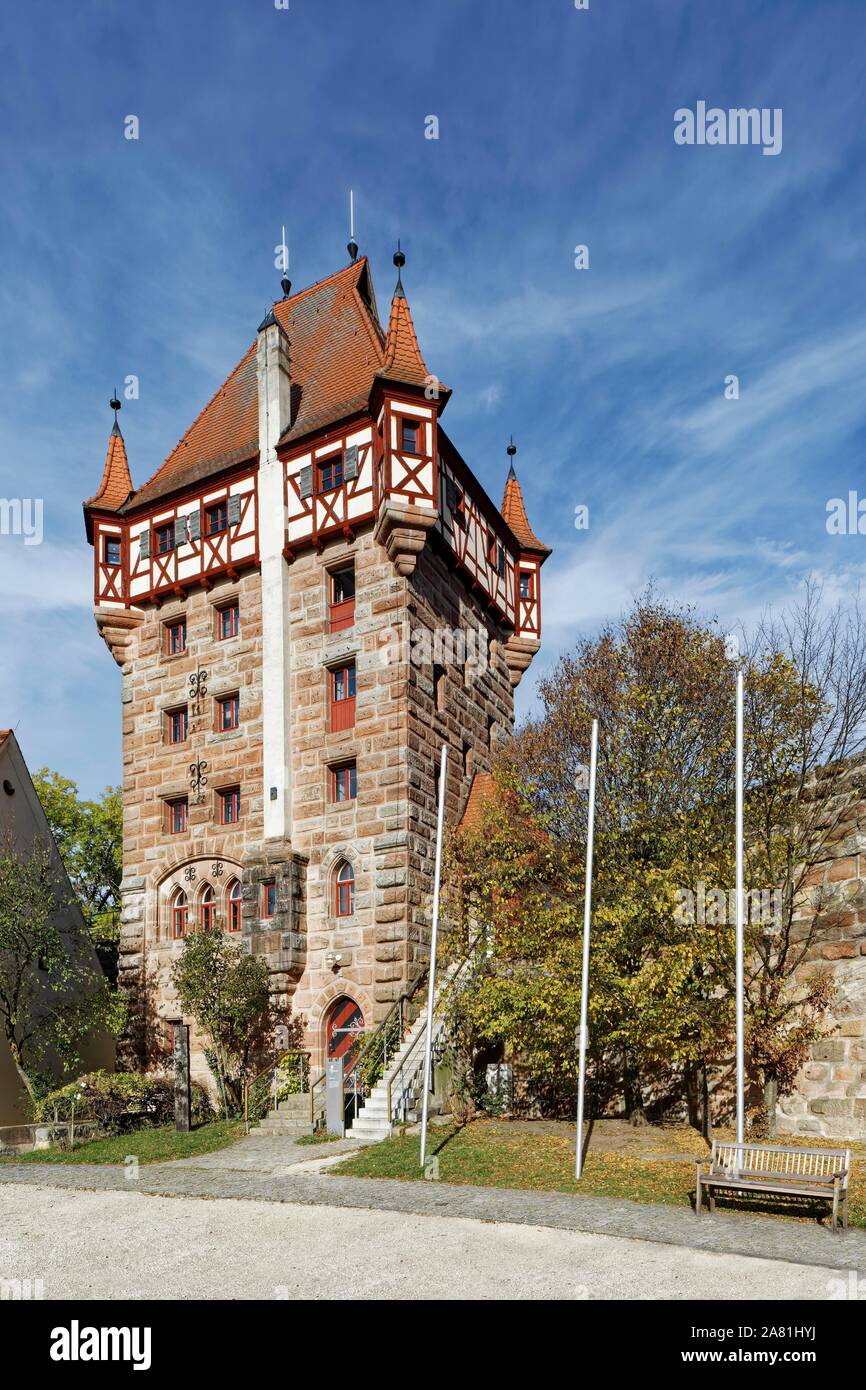 Schottenturm, Abenberg Castello, High Castle, Abenberg, Franconia Lake District, Media Franconia, strada del castello, Franconia, Baviera, Germania Foto Stock