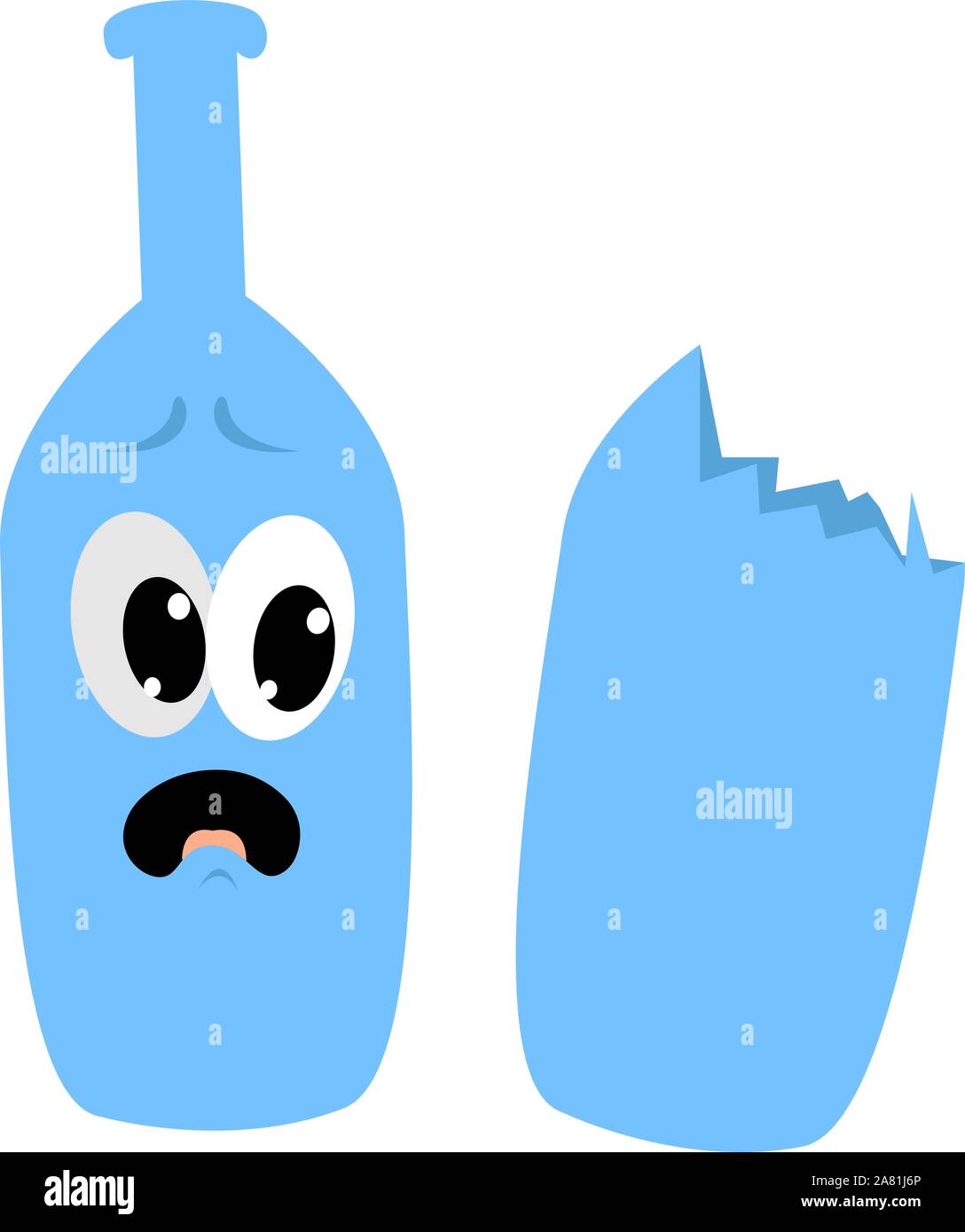 Bottiglia rotta, illustrazione vettore su sfondo bianco. Illustrazione Vettoriale