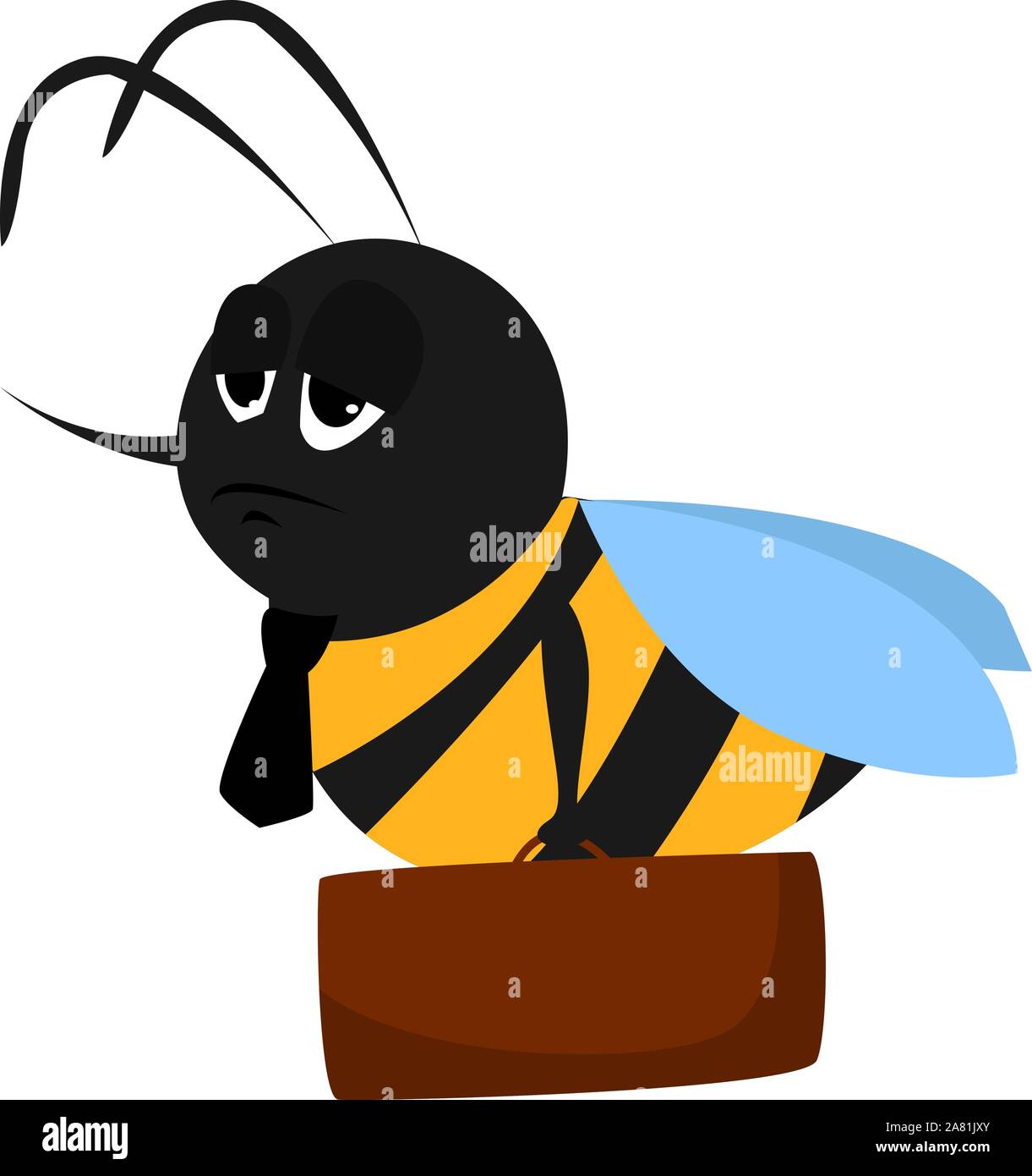 Bee con la valigia, illustrazione vettore su sfondo bianco. Illustrazione Vettoriale