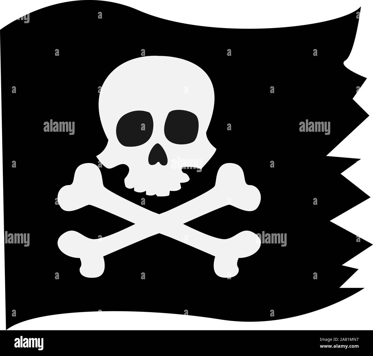 Bandiera del pirata, illustrazione vettore su sfondo bianco. Illustrazione Vettoriale