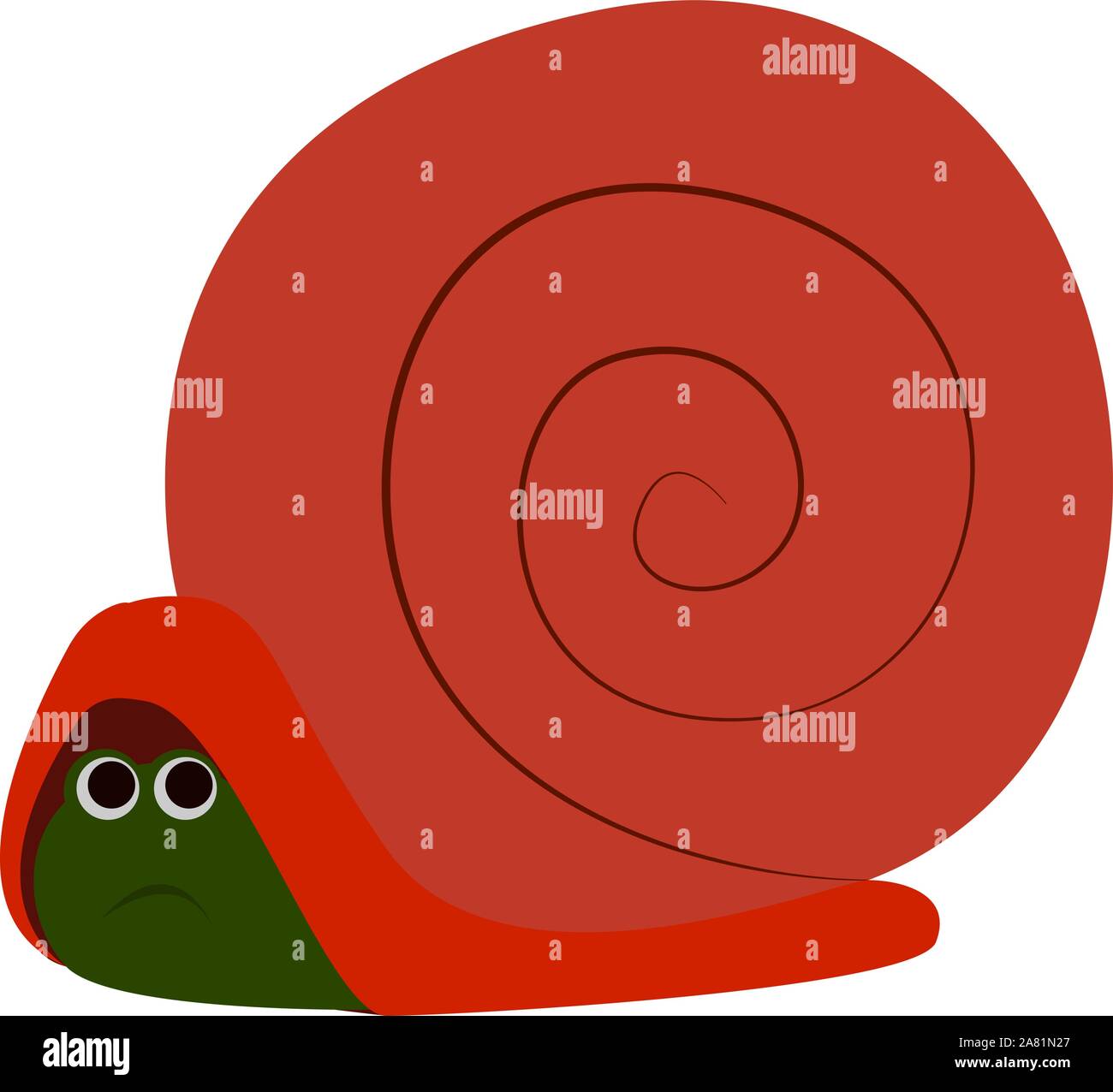 Spaventata lumaca, illustrazione, vettore su sfondo bianco. Illustrazione Vettoriale