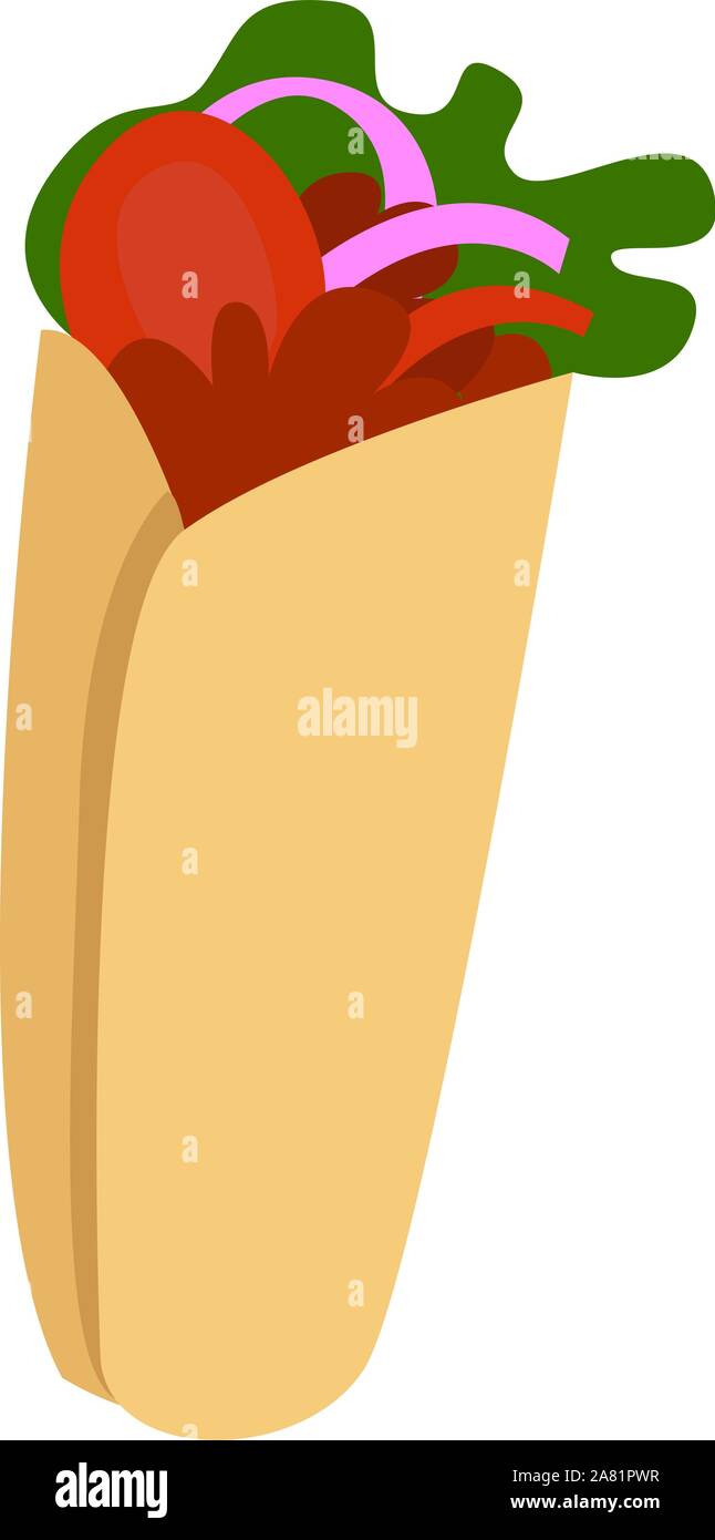 Shawarma, illustrazione vettore su sfondo bianco. Illustrazione Vettoriale