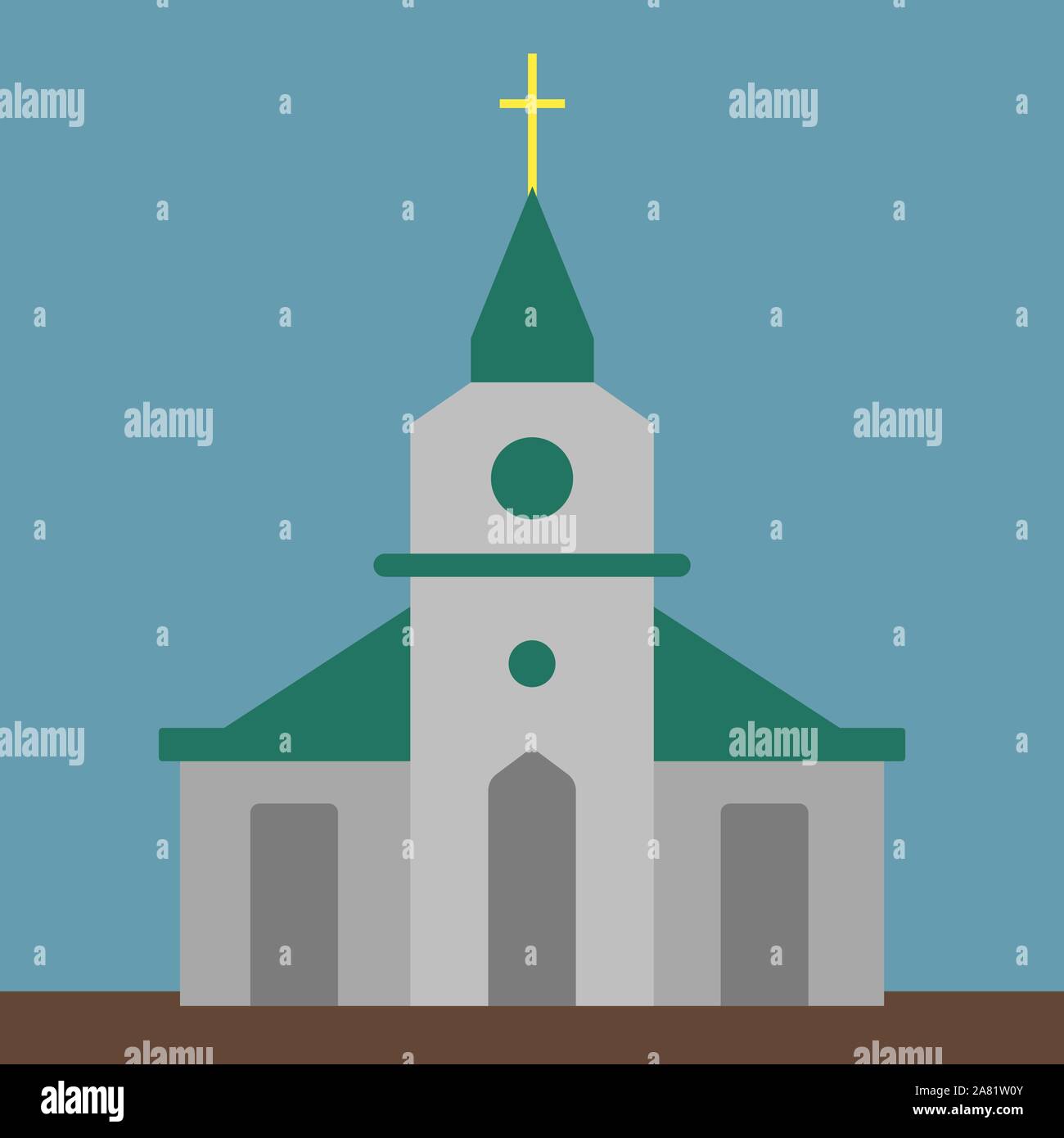 La chiesa, illustrazione, vettore su sfondo bianco. Illustrazione Vettoriale