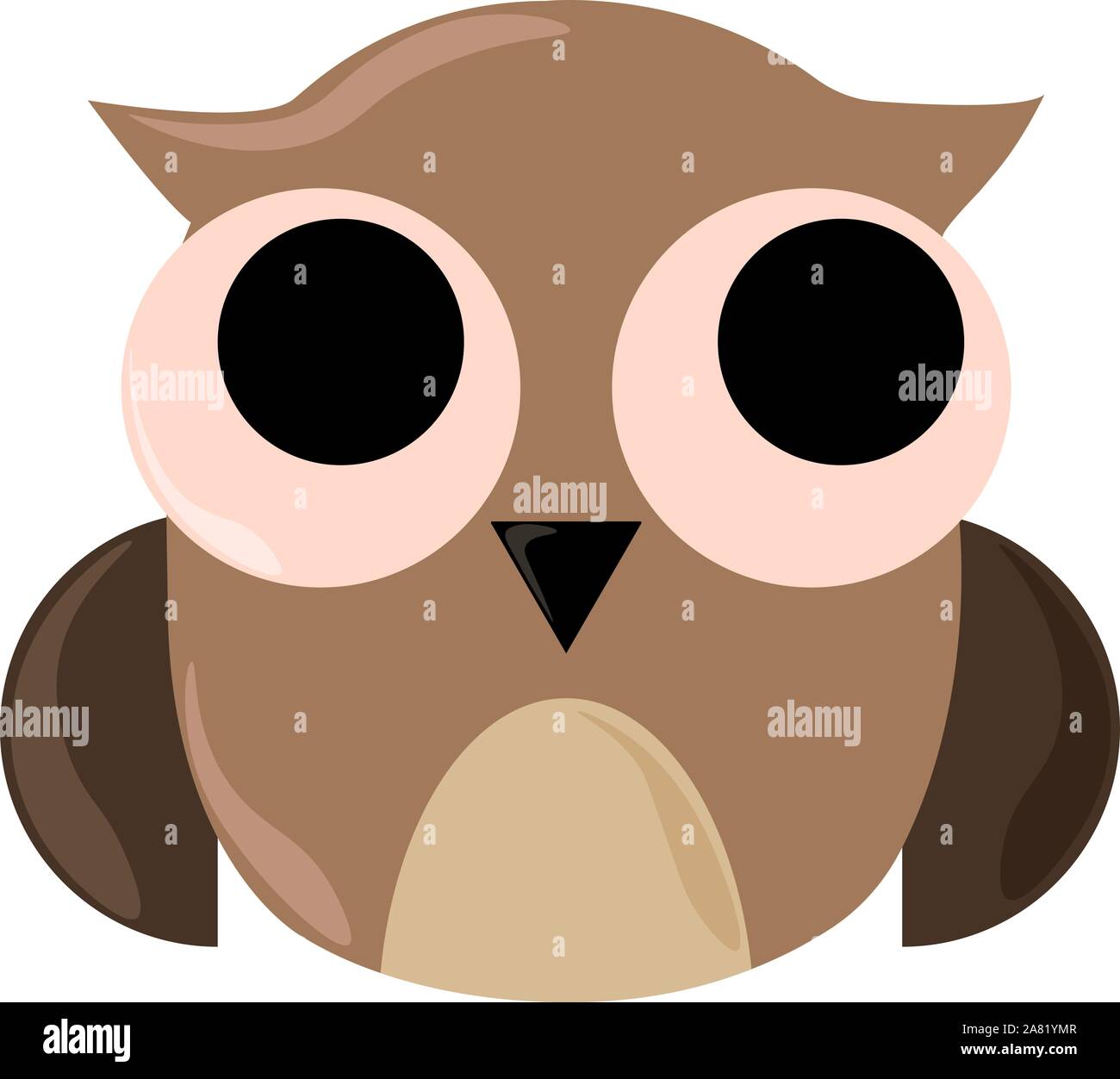 Owl con grandi occhi, illustrazione vettore su sfondo bianco. Illustrazione Vettoriale