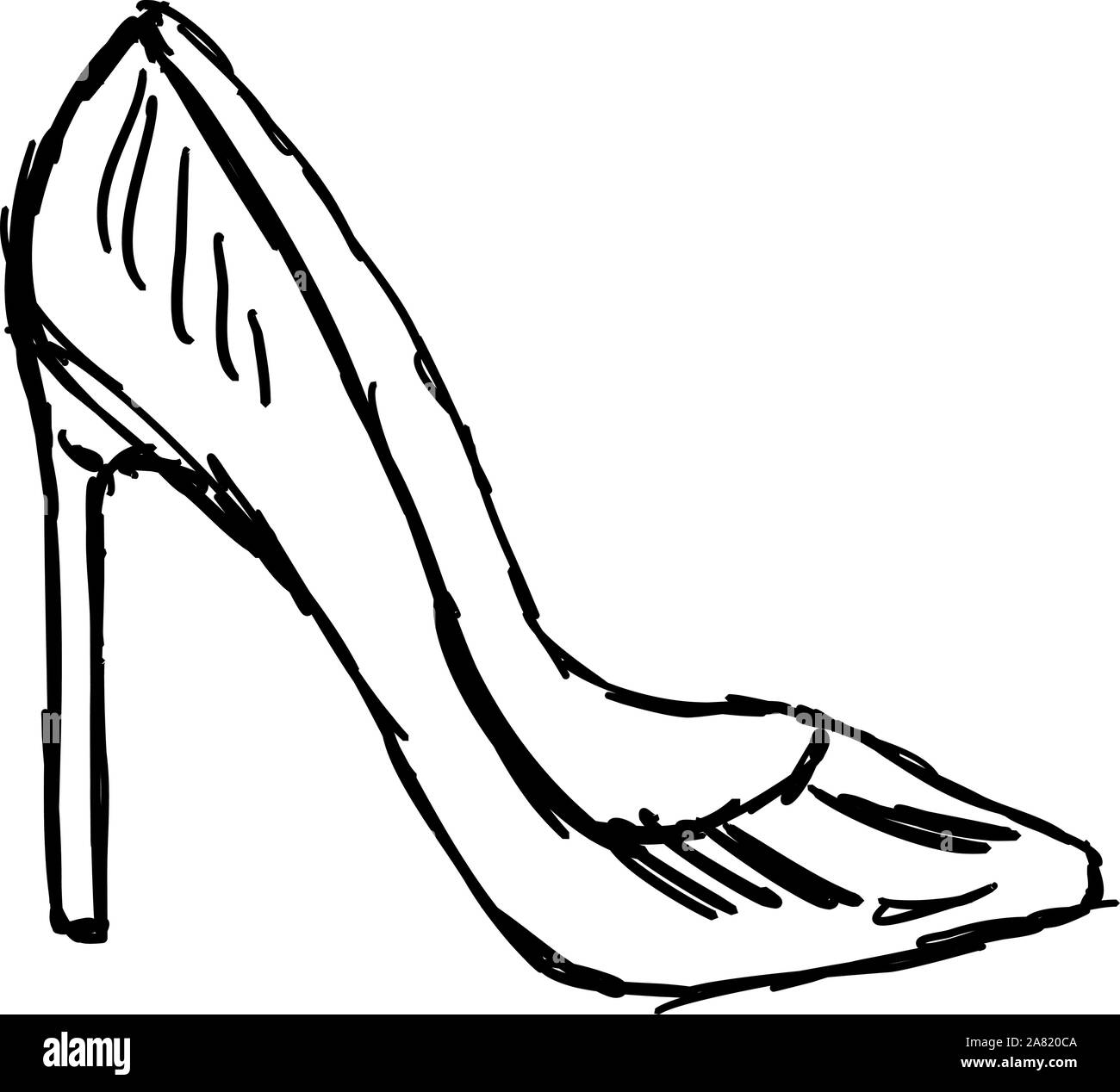 Disegno di una scarpa, illustrazione vettore su sfondo bianco. Illustrazione Vettoriale