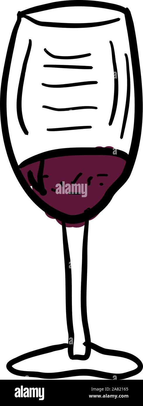 Mezzo bicchiere pieno di vino, illustrazione vettore su sfondo bianco. Illustrazione Vettoriale