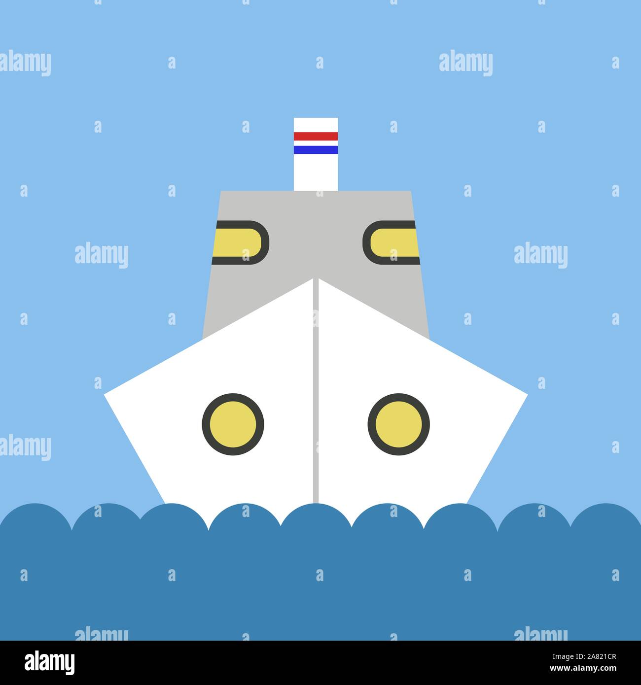 Nave sul mare, illustrazione, vettore su sfondo bianco. Illustrazione Vettoriale