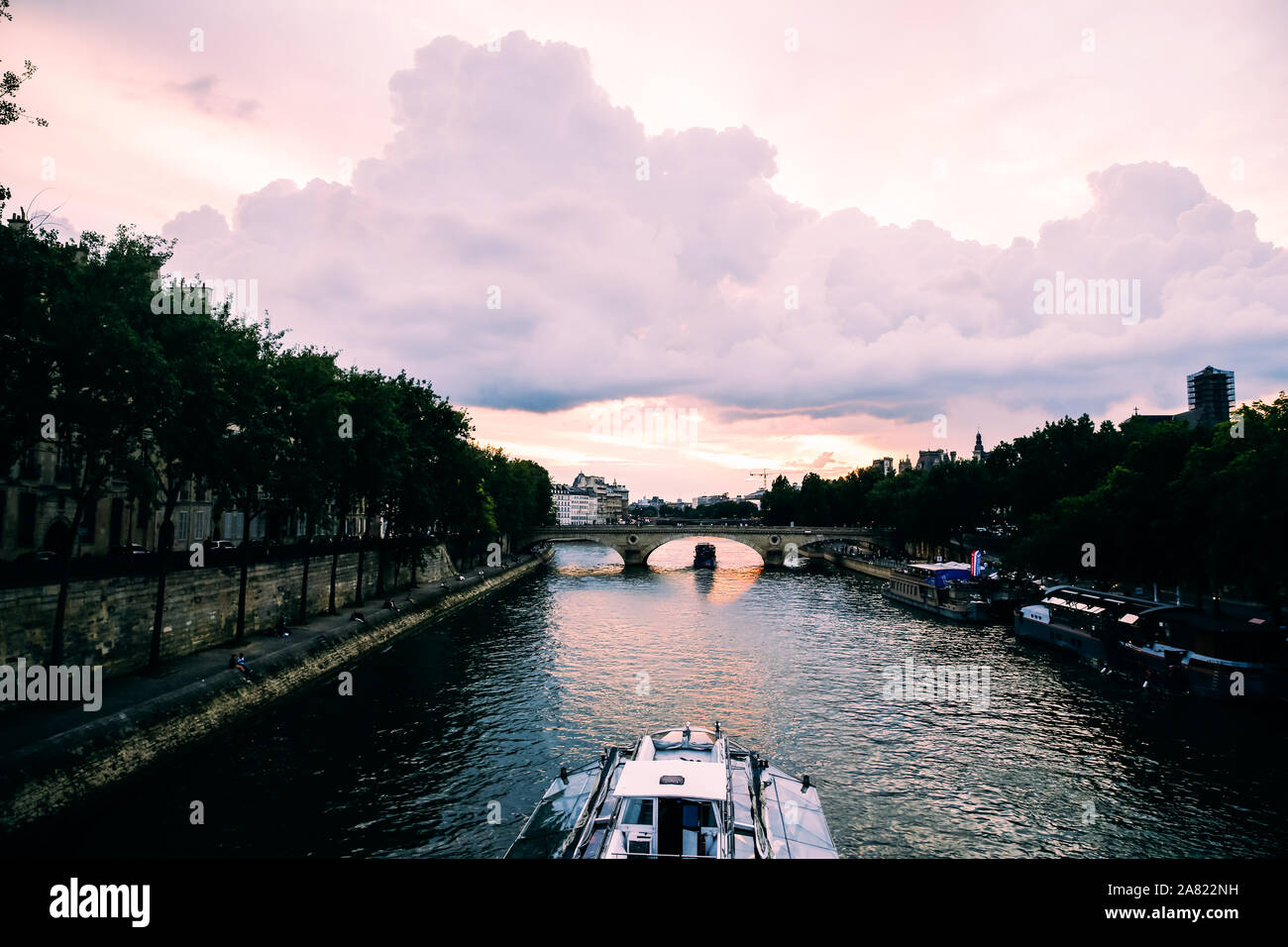 La Senna da Pont Marie, Parigi, Francia Foto Stock