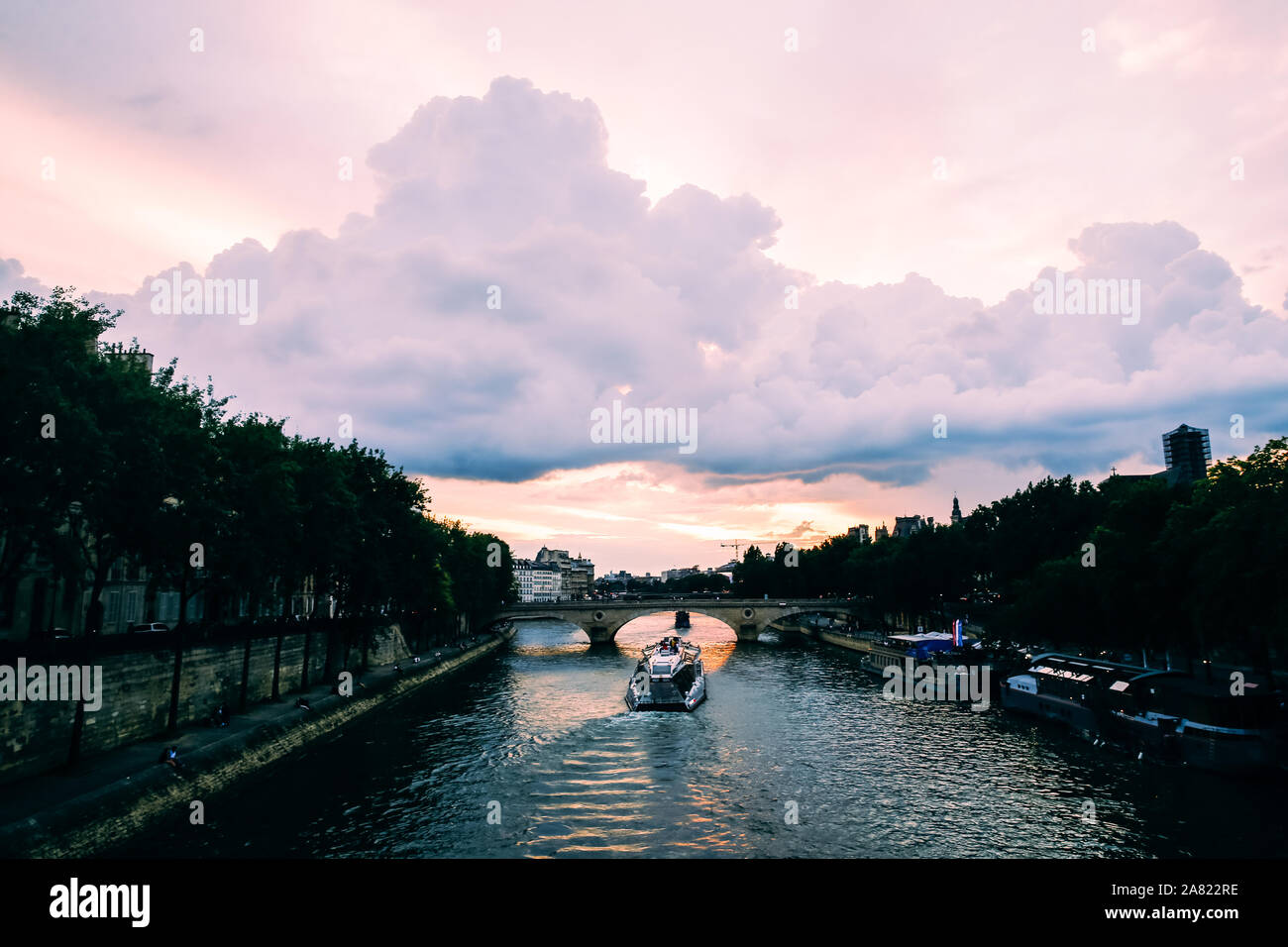 La Senna da Pont Marie, Parigi, Francia Foto Stock