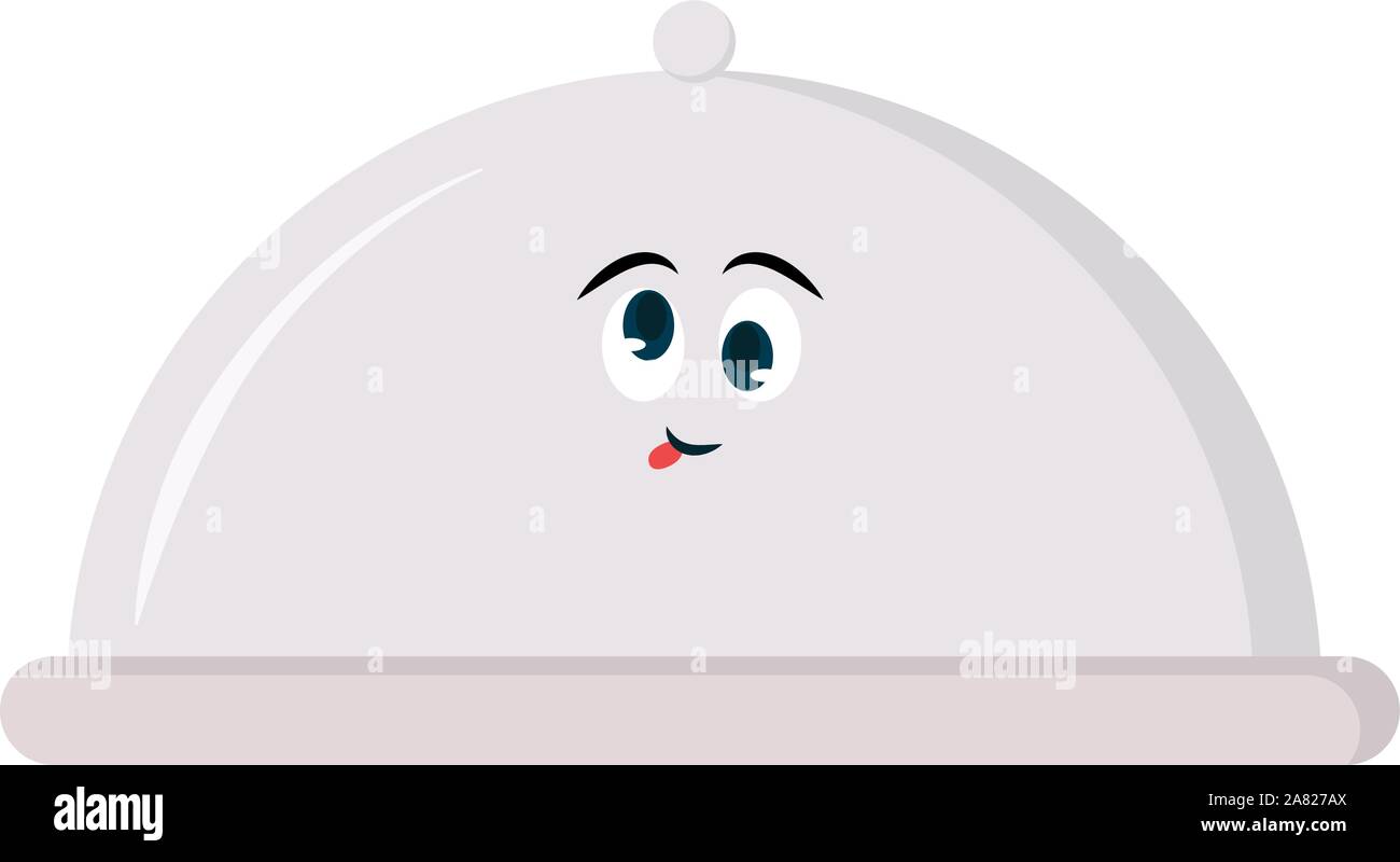 Servire il coperchio del vassoio, illustrazione vettore su sfondo bianco. Illustrazione Vettoriale