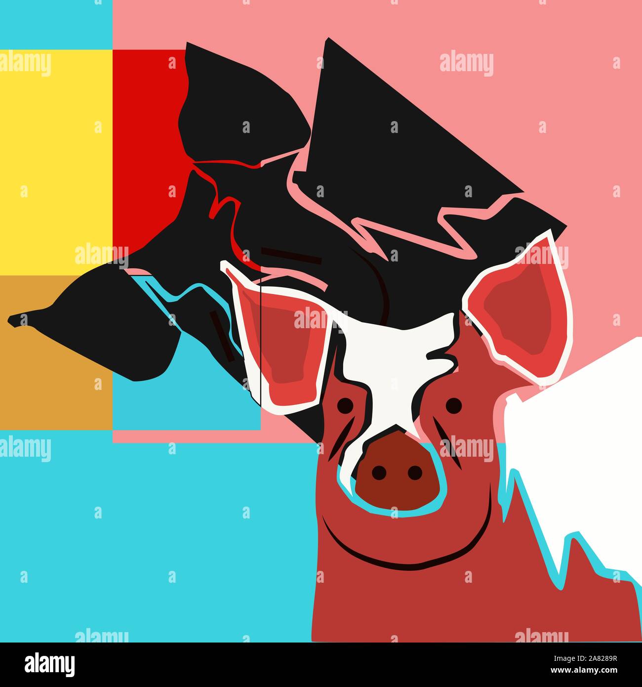 Immagine di maiale, illustrazione vettore su sfondo bianco. Illustrazione Vettoriale
