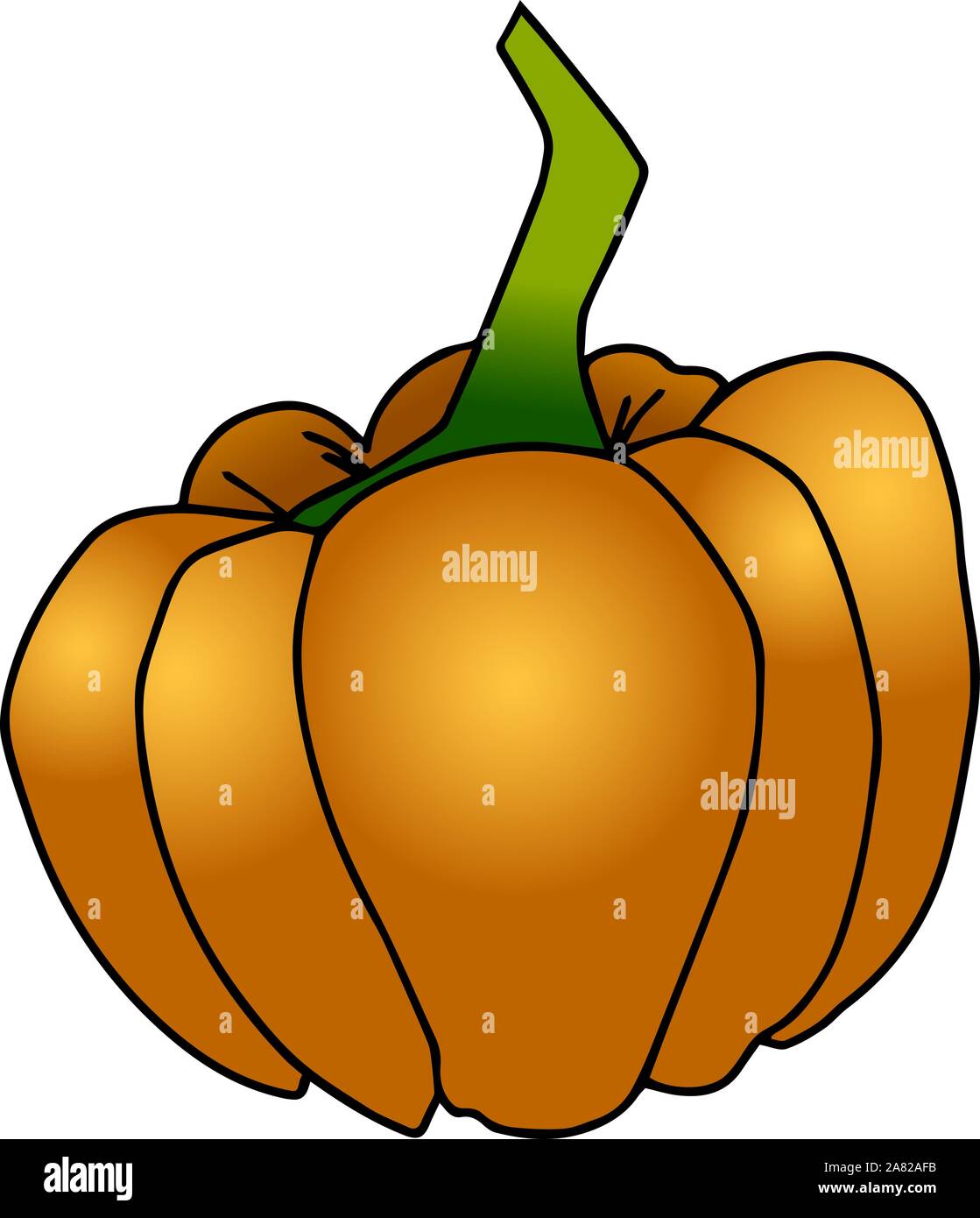 Un grande arancione zucca, illustrazione, vettore su sfondo bianco. Illustrazione Vettoriale