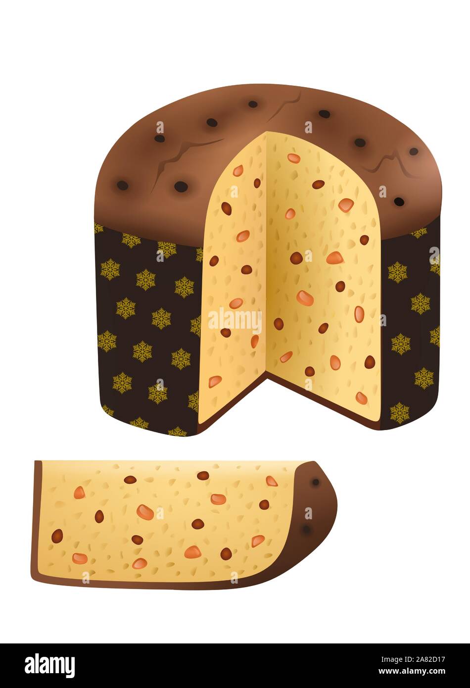 Italiano tradizionale torta di Natale il panettone illustrazione Illustrazione Vettoriale