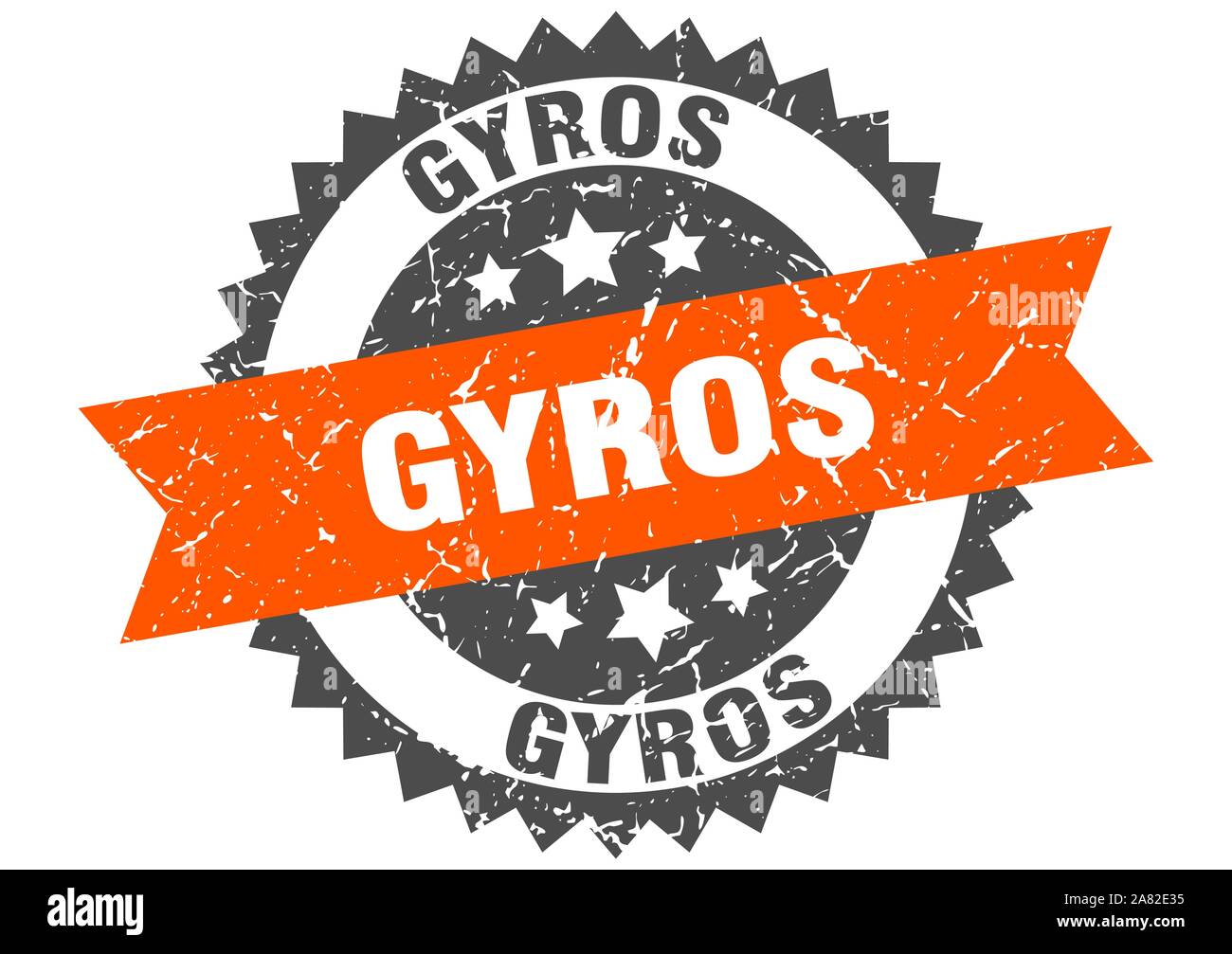 Gyros timbro grunge con banda arancione. autogiro Illustrazione Vettoriale