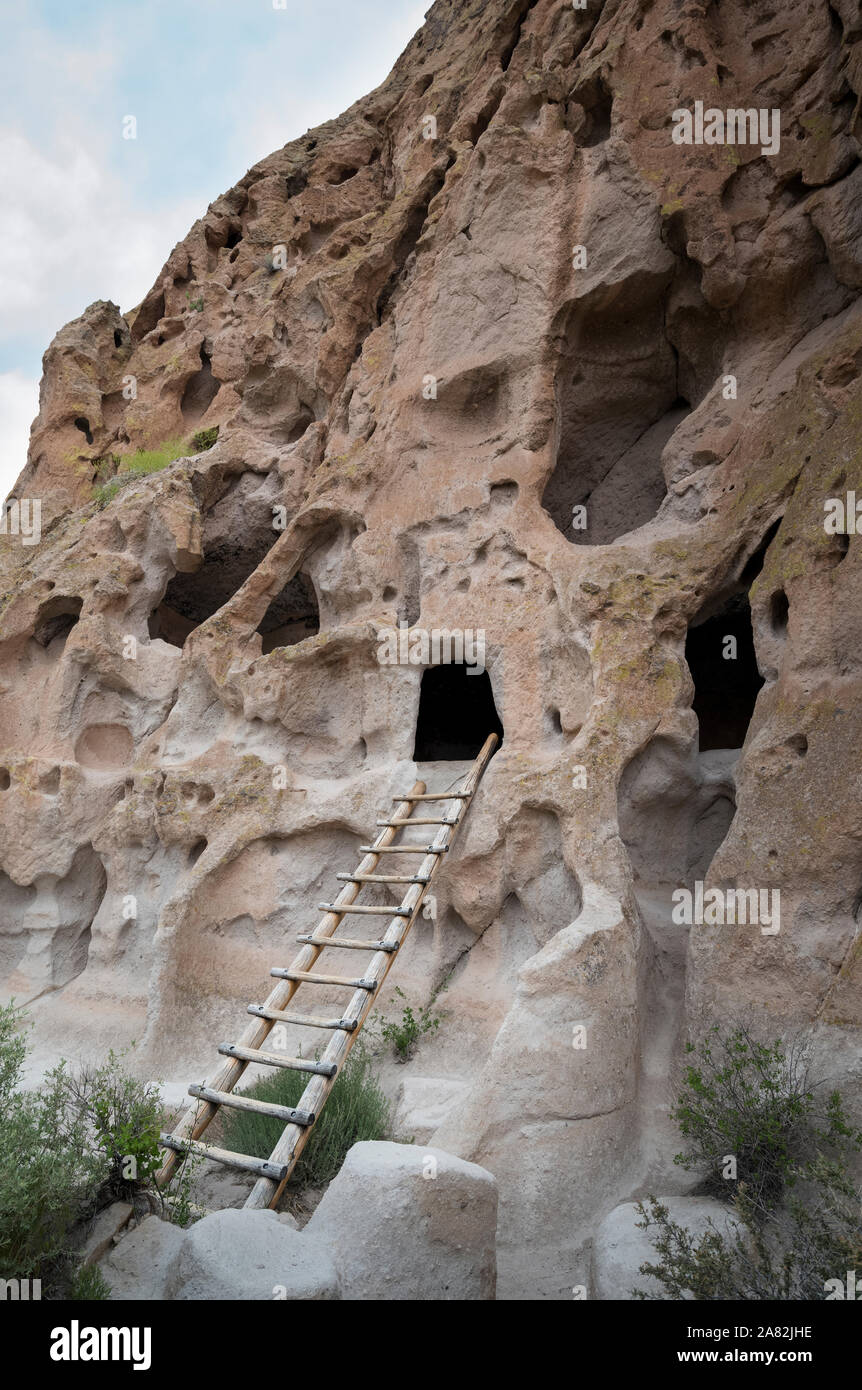 FRIJOLES CANYON Bandelier National Monument Los Alamos nel Nuovo Messico Foto Stock