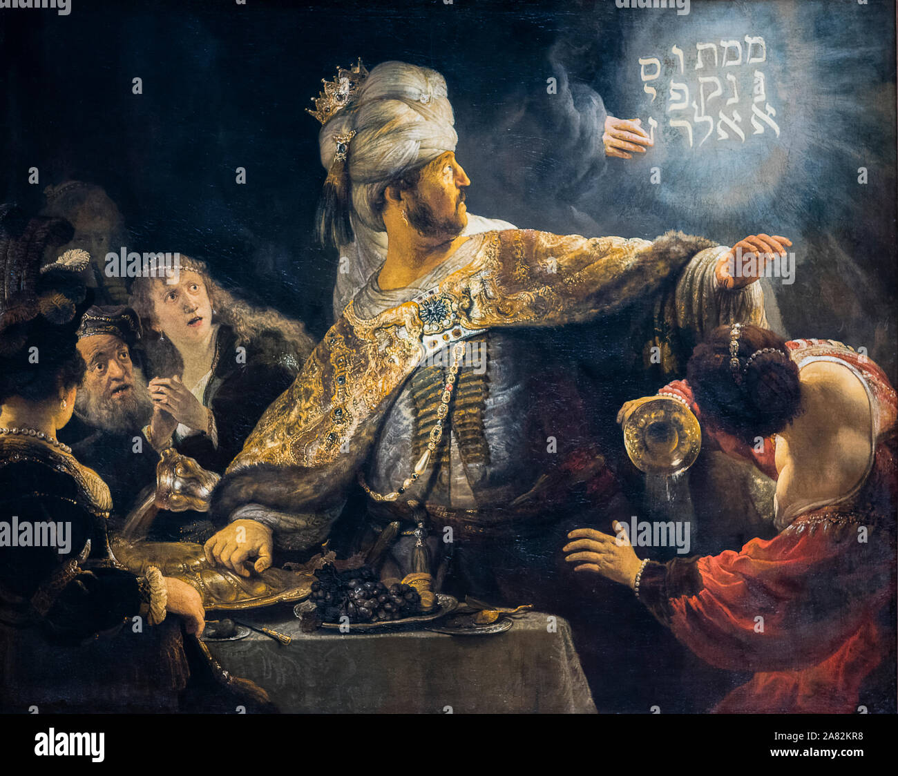 REMBRANDT VAN RIJN (1606-1669) BELSHATSAR FESTA (1636-1638 ca) NATIONAL GALLERY LONDON REGNO UNITO Foto Stock