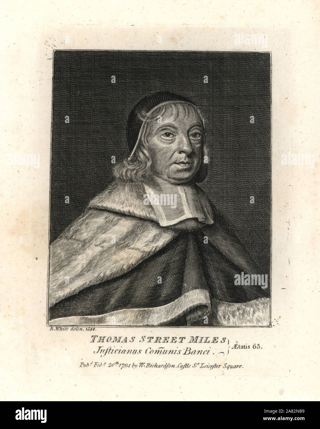 Thomas Street miglia, Cancelliere di Londra, inglese giustizia del banco, 63 anni. Incisione su rame da R. bianco da William Richardson ritratti che illustra Granger biografico della storia dell'Inghilterra, London, 1792-1812. James Granger (1723-1776) era un ecclesiastico inglese, biografo e collezionista di stampa. Foto Stock