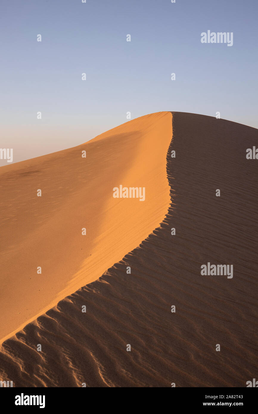 Il possente deserto del Sahara in Marocco prevede che non finisce mai e mai-cambiare i modelli come la sabbia si muove Foto Stock