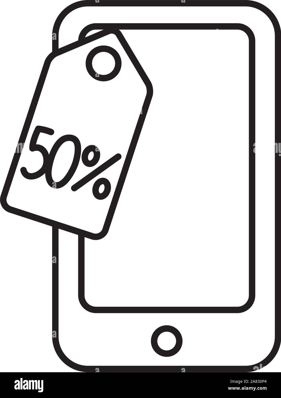 Dispositivo smartphone con tag pendenti Illustrazione Vettoriale