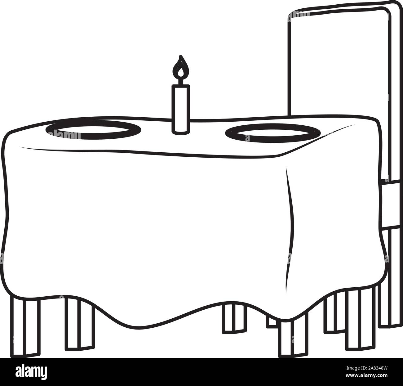 Ristorante table con lavastoviglie e candela Illustrazione Vettoriale