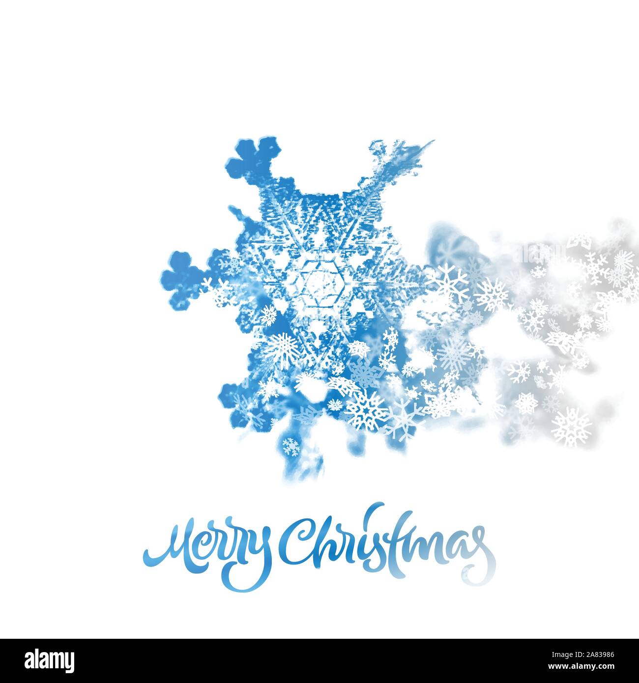 Natale il simbolo del fiocco di neve con doppio effetto esposizione aggiunta di caduta di neve Illustrazione Vettoriale