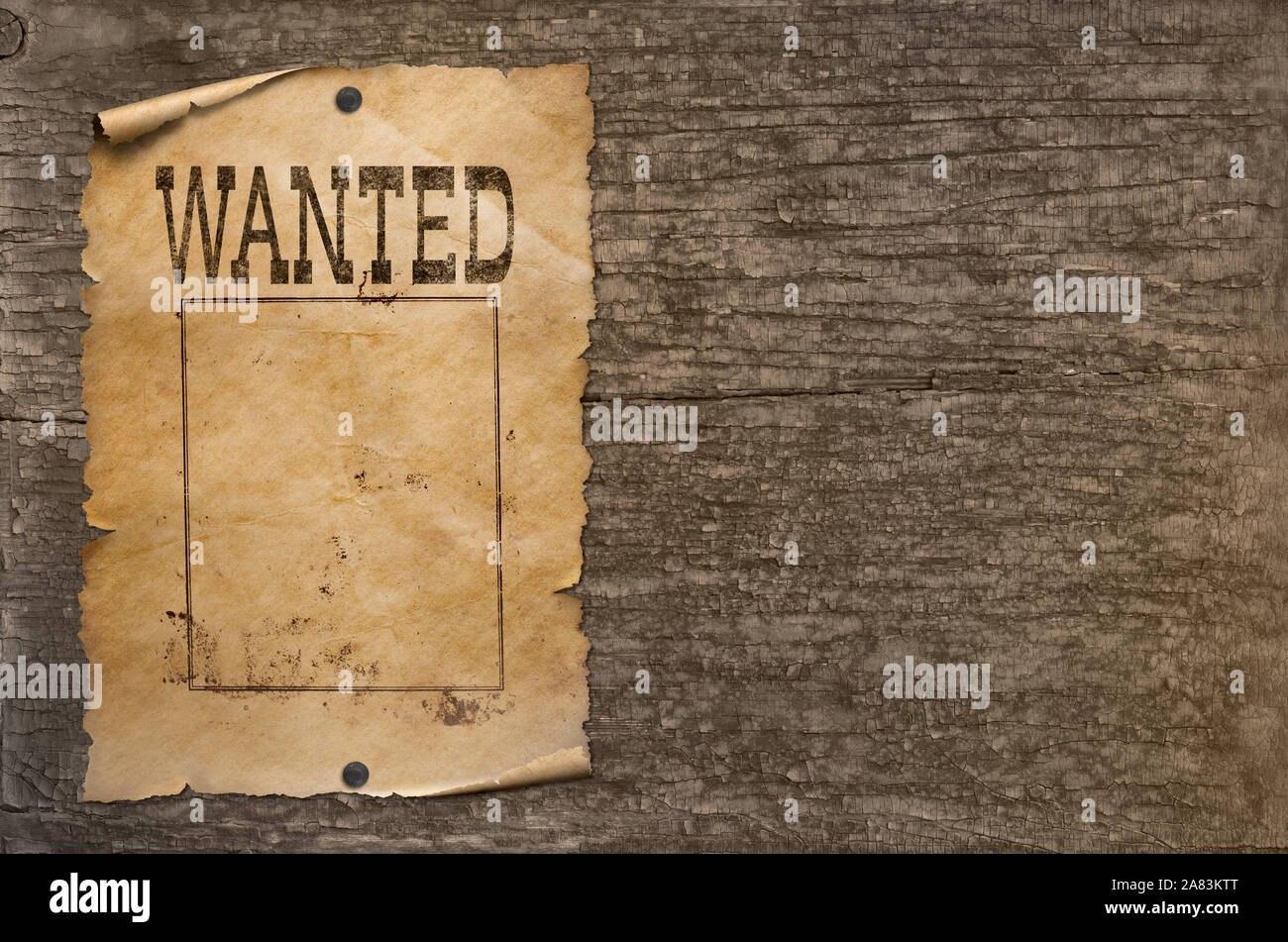 Volevo wild west poster su uno sfondo di legno Foto Stock