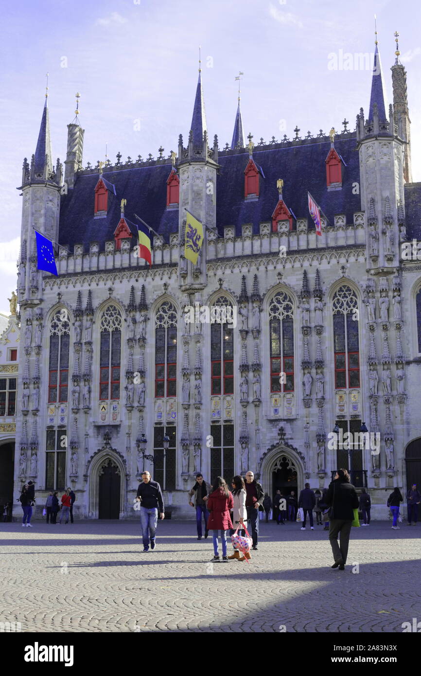 Tribunale provinciale di Bruges in Markt square Belgio landmarls Foto Stock