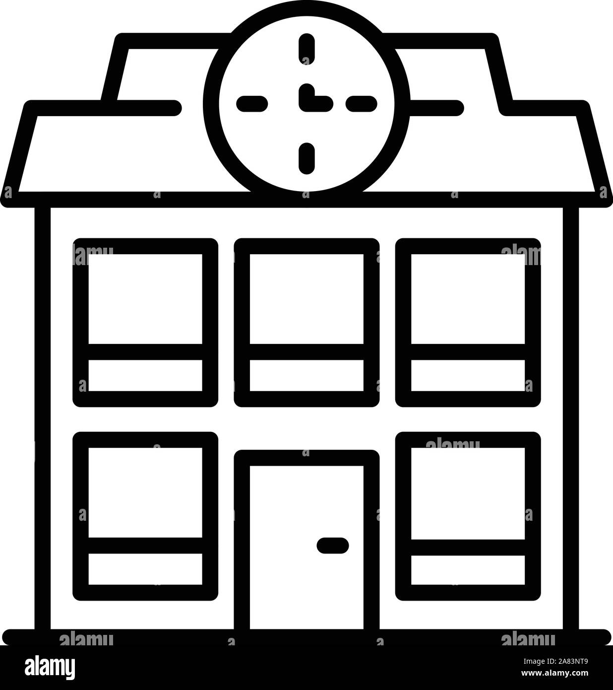 Edificio scolastico, l'icona di stile di contorno Illustrazione Vettoriale