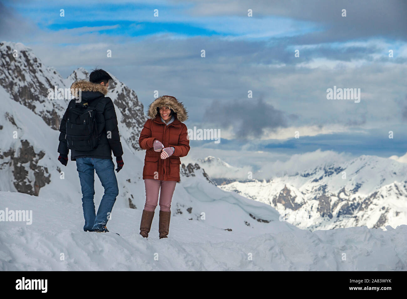 Nordkette sky resort di montagna e piste da sci vicino a Innsbruck in Tirolo Austria Foto Stock