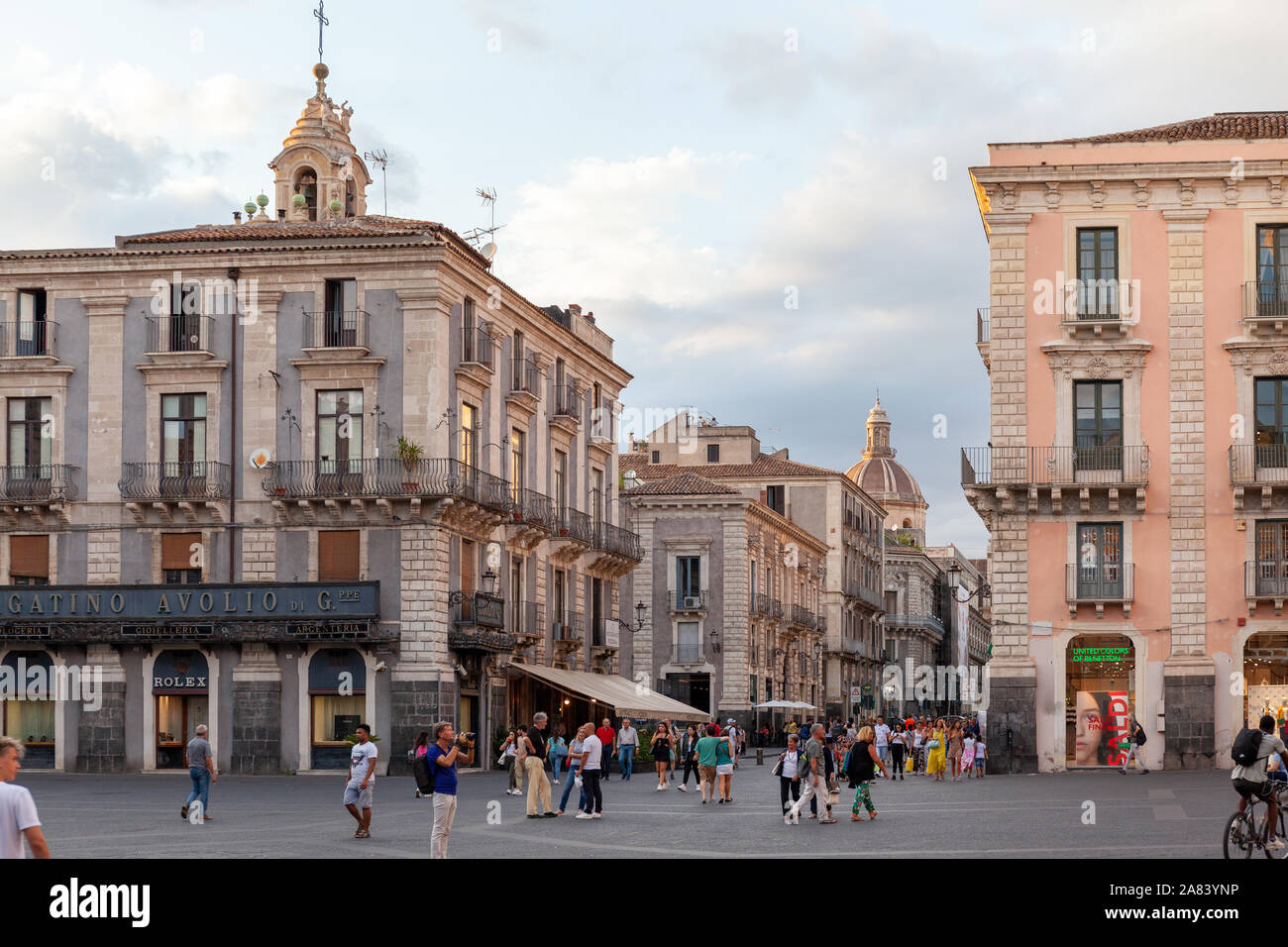 Palazzo la Piana, Via Etnea, zona pedonale, Catania, Sicilia, Italia Foto Stock