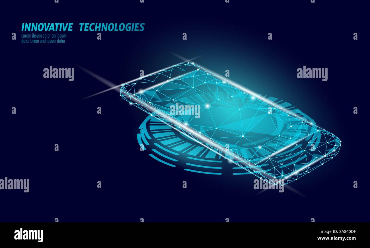 3D realistici di ricarica induttiva pad. Smartphone cordless wireless cambia la stazione di alimentazione. Moderna tecnologia innovativa del dispositivo telefonico elettrico magnetico Illustrazione Vettoriale