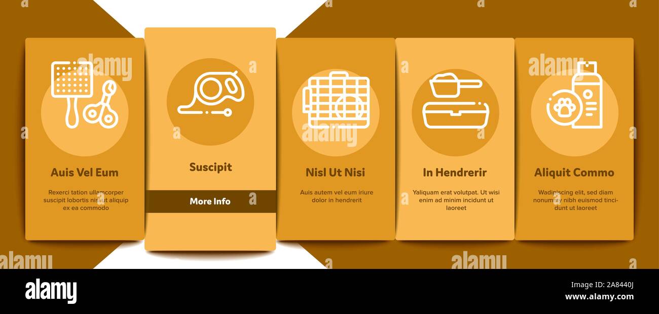 Pet Shop di onboarding elementi set di icone vettore Illustrazione Vettoriale