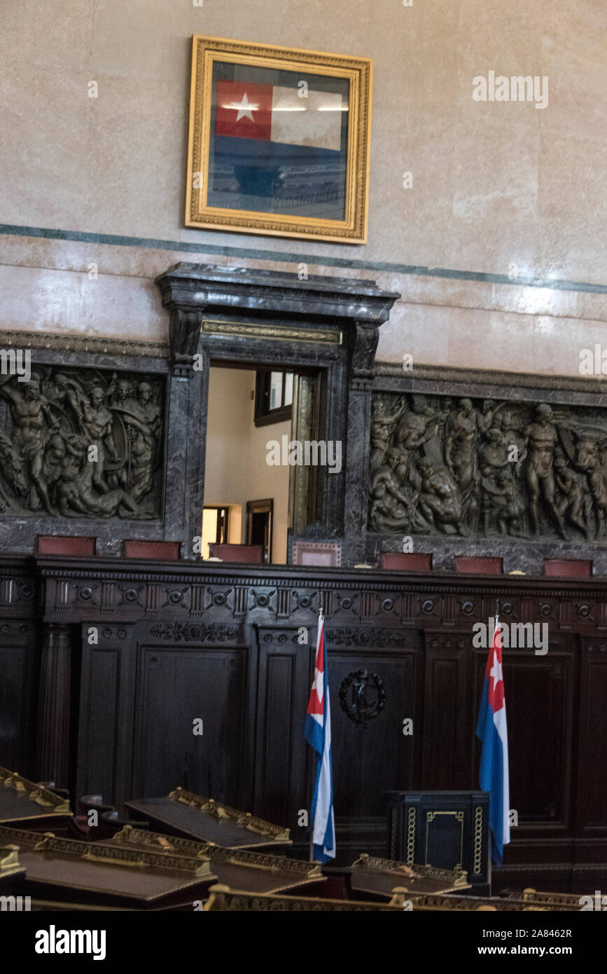 Il Parlamento cubano all'interno dell'Assemblea Nazionale del potere popolare (Campidoglio Nazionale) - El Capitolio a l'Avana, Cuba. Foto Stock