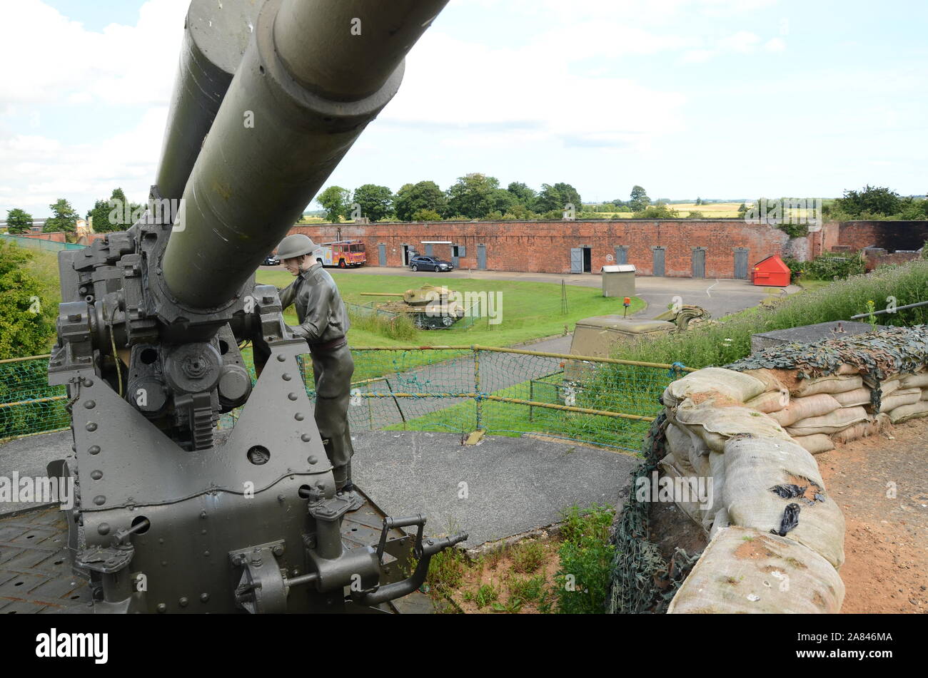 Fortificazione militare, artiglieria costiera batteria Foto Stock