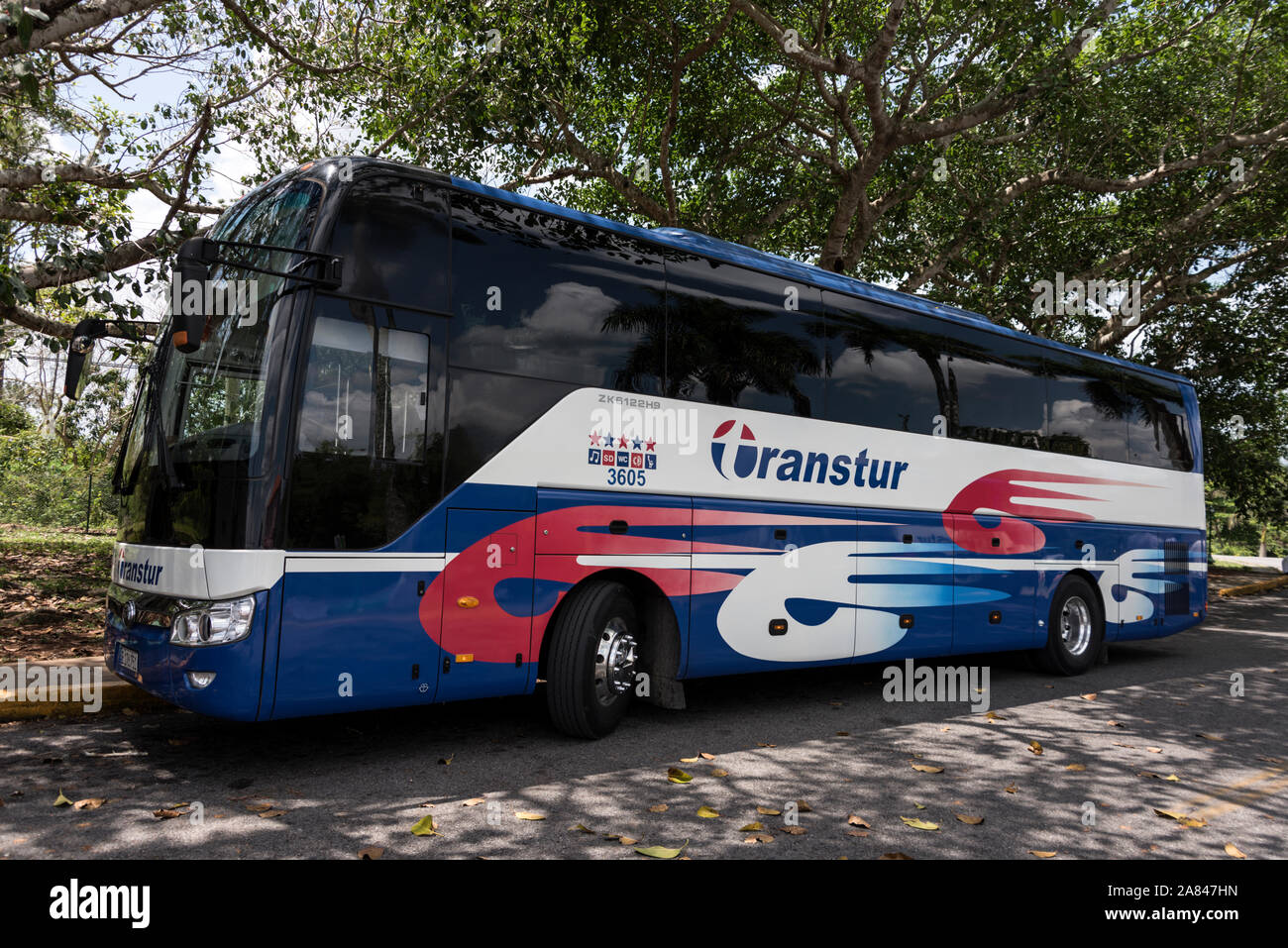 Un semiscafi realizzati autobus turistico - YouTong. Essi sono una grande flotta di loro in Cuba Foto Stock
