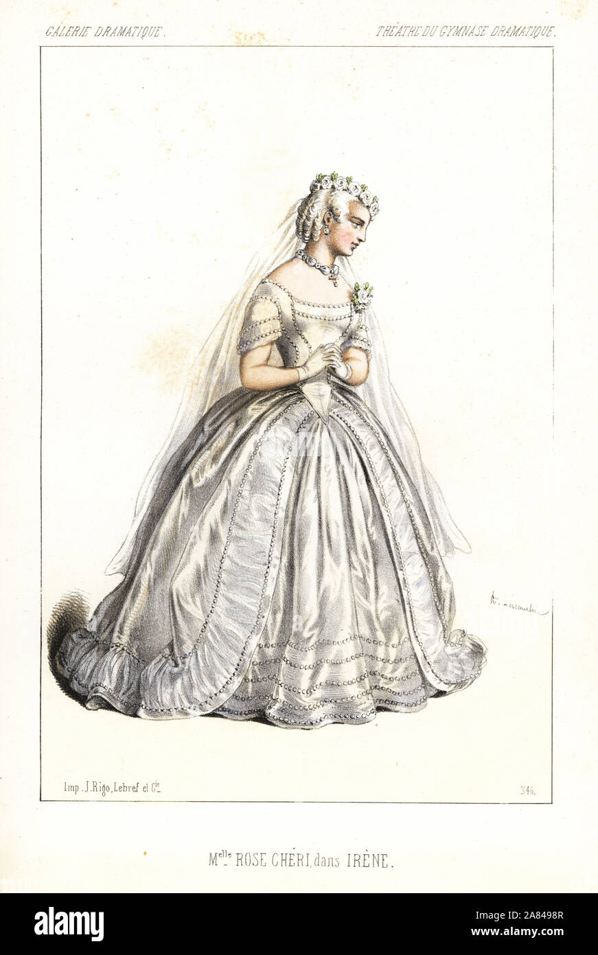 L'attrice francese Rose Marie Cizos o Rosa Cheri in Irene ou Le Magnetisme da Eugène Scribe e Lockroy, Theatre du Gymnase Dramatique, 1847. Litografia Handcolored dopo una illustrazione di Alexandre Lacauchie da Victor Dollet's Galerie Dramatique: costumi des teatri de Paris, Paris, 1847. Foto Stock