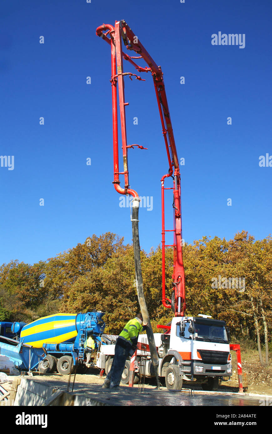 Società di calcestruzzo su un sito in costruzione Foto Stock