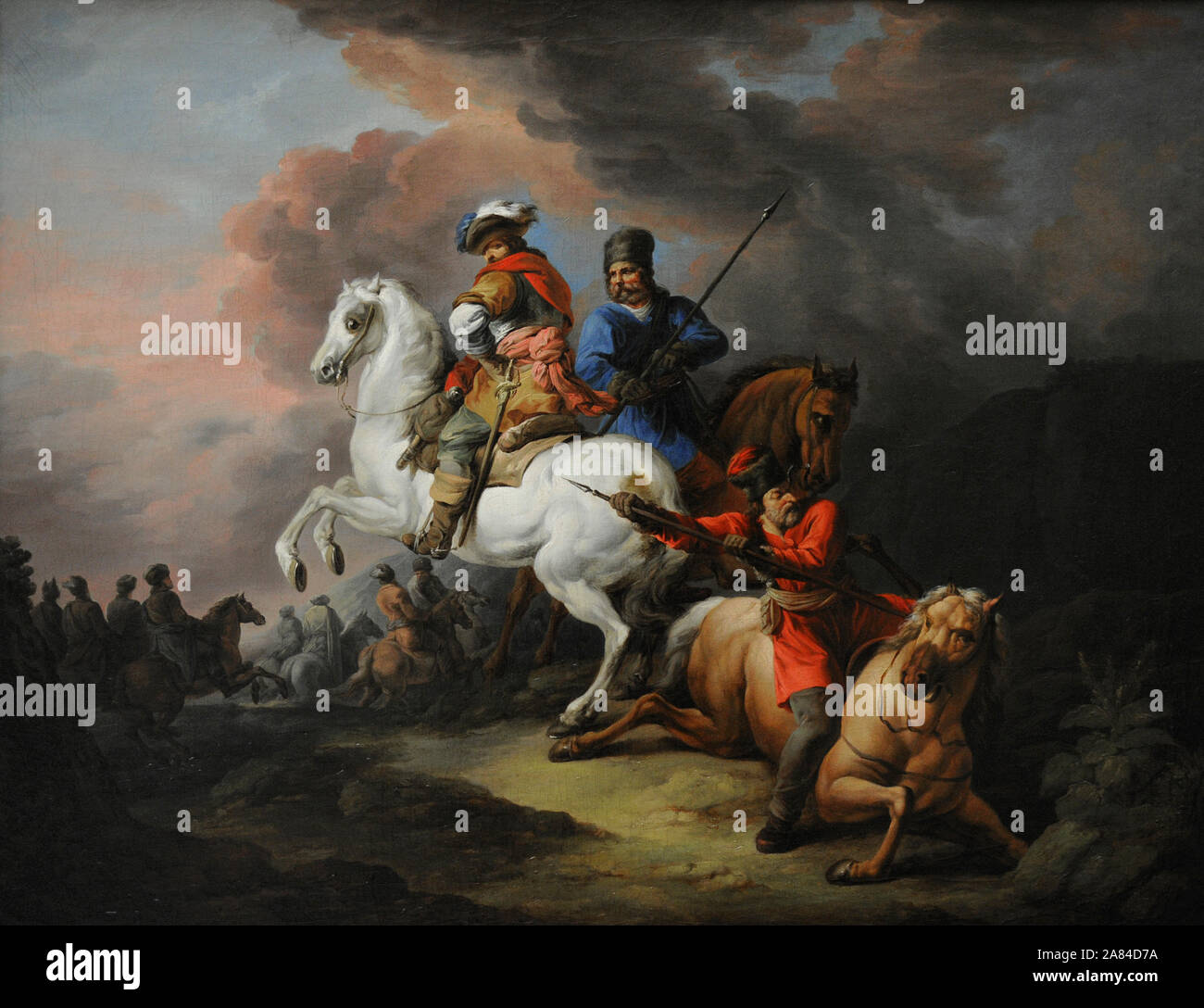 Jan Bogumil Plersch (1732-1817). Pittore polacco. Scena di battaglia, ca.1800. Xix secolo il polacco galleria d'Arte (Museo Sukiennice). Museo Nazionale di Cracovia. La Polonia. Foto Stock