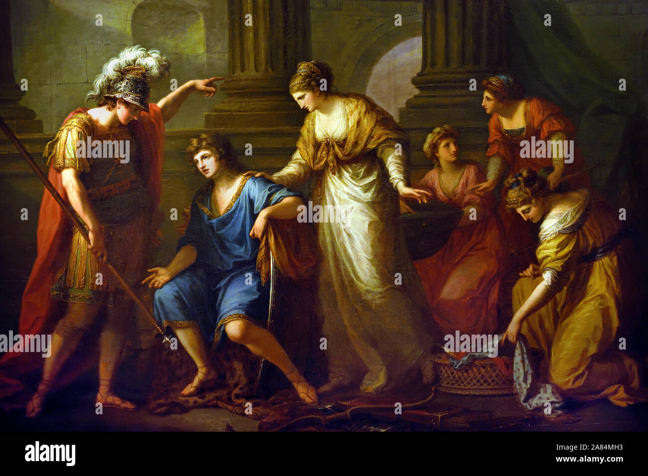 Hector Richiamo di Parigi a una battaglia Angelika Kauffmann 1741-1807, Roma, Romano, Italia. Foto Stock