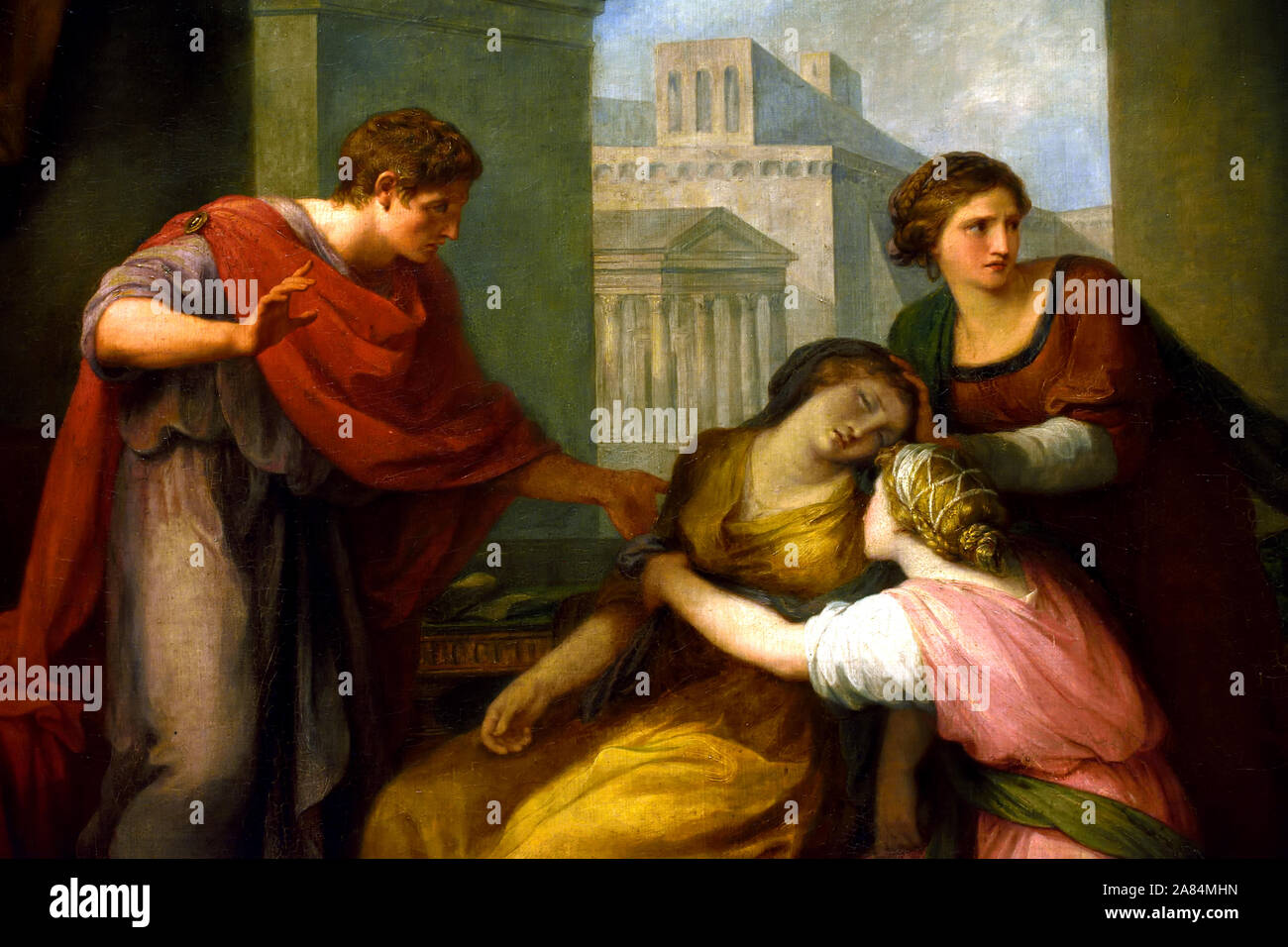 Vergilius - Virgilio legge il Aeneïs- Eneide ad Augusto e Ottavia, 1788, Angelika Kauffmann 1741-1807, Roma, Romano, Italia. L'Eneide è un Latino poema epico, scritta da Virgilio tra il 29 e il 19 a.c. la leggendaria storia di Enea, un cavallo di Troia che hanno viaggiato per l'Italia, dove divenne il progenitore dei Romani. Foto Stock