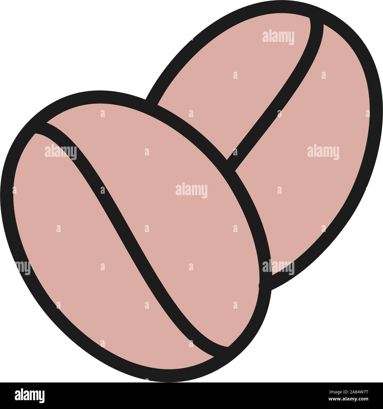 I chicchi di caffè piatto icona di colore. Isolato su sfondo bianco Illustrazione Vettoriale