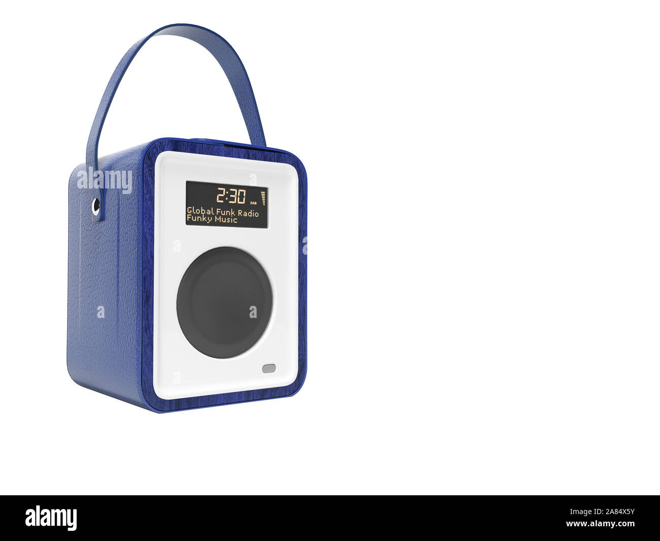 Portatile blu colonna radio per ascoltare musica 3D render su sfondo bianco  senza ombra Foto stock - Alamy