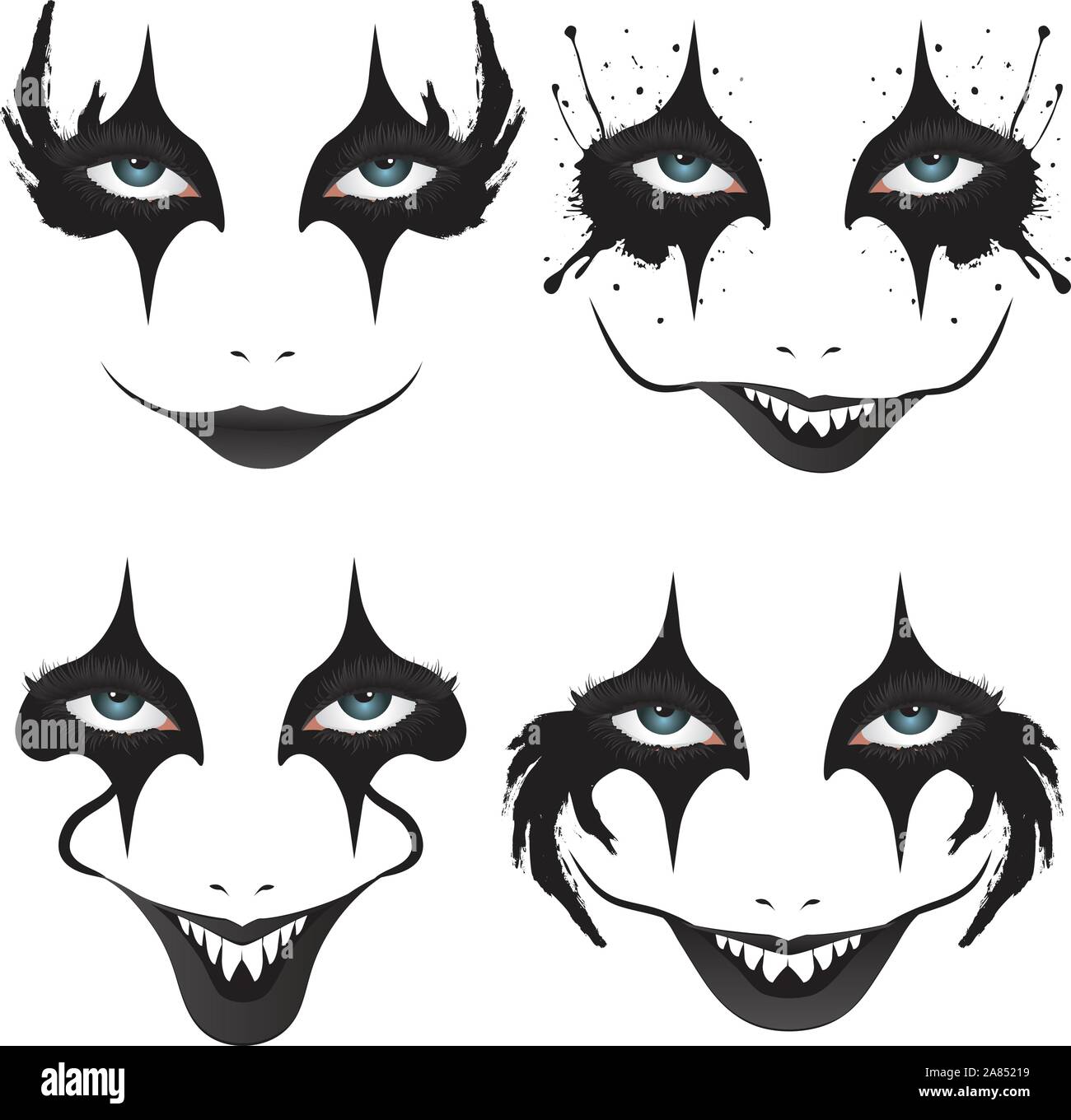 Cartoon faccia con creepy make up per Halloween. Illustrazione Vettoriale