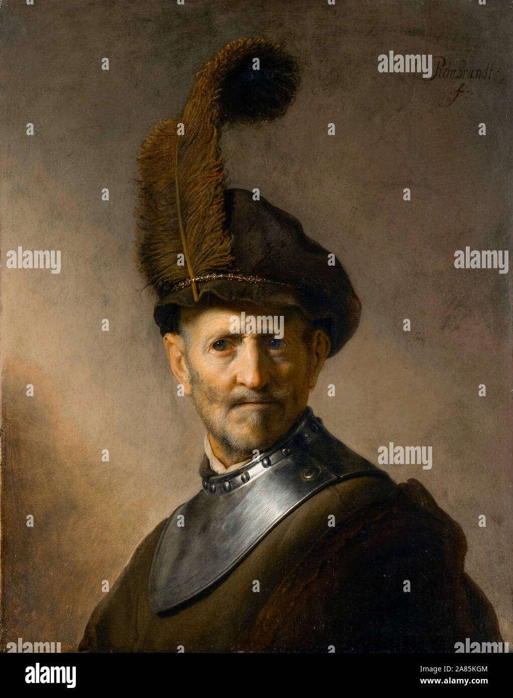 Rembrandt van Rijn, un vecchio uomo in costume militare (eventualmente Rembrandt il padre), pittura, 1631-1632 Foto Stock