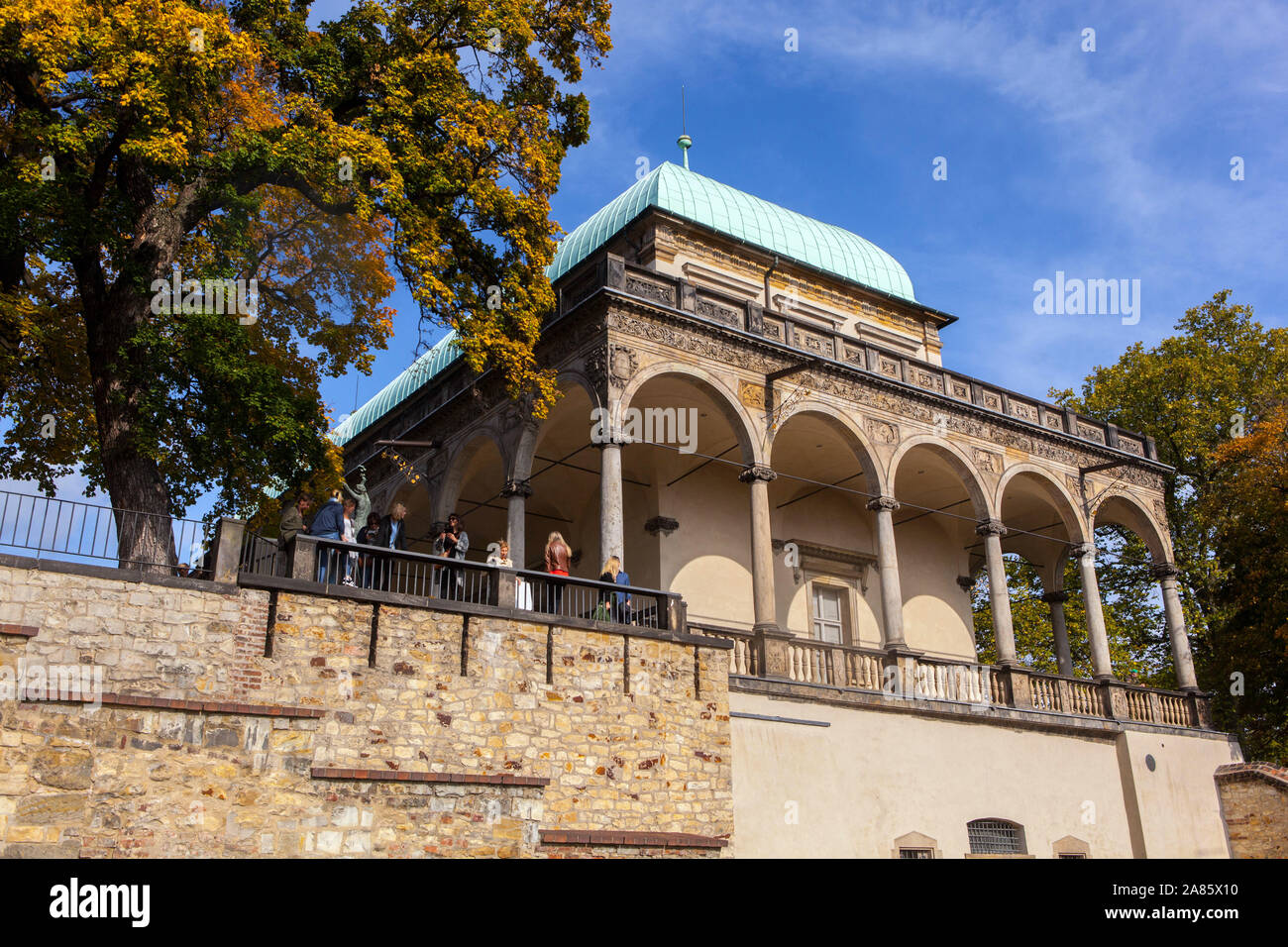 Autunno Praga Giardino reale Anne Estate Palazzo Castello di Praga Foto Stock