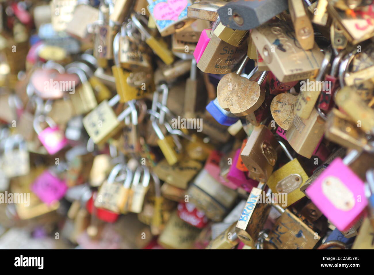 Blocca Le Pont des Arts Parigi Foto Stock