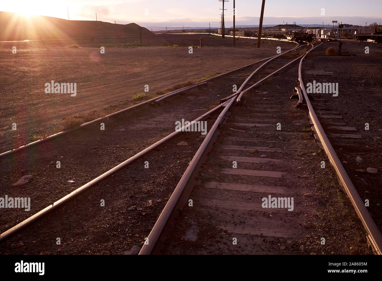 Una ferrovia abbandonati edificio nella città di Green River, Utah, Stati Uniti d'America Foto Stock